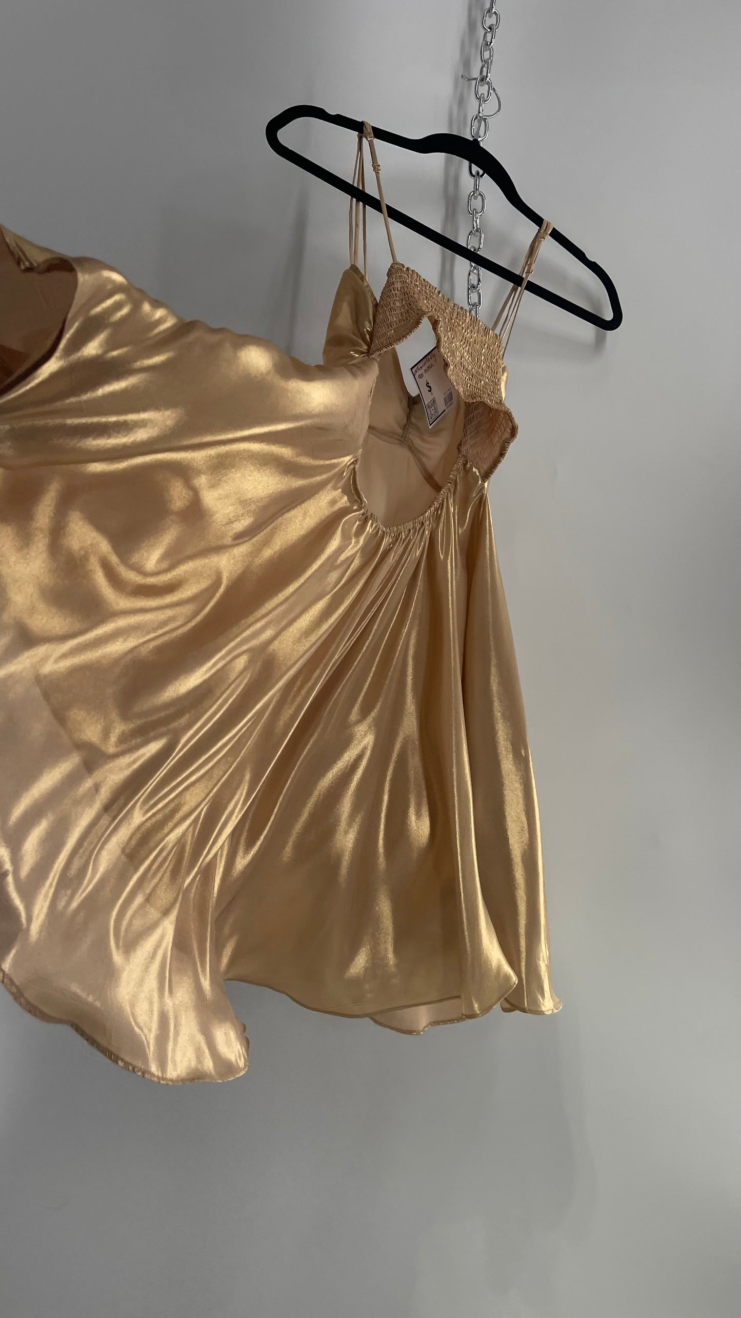 Intimately Free People Liquid Metal Gold Backless Dress (XS)