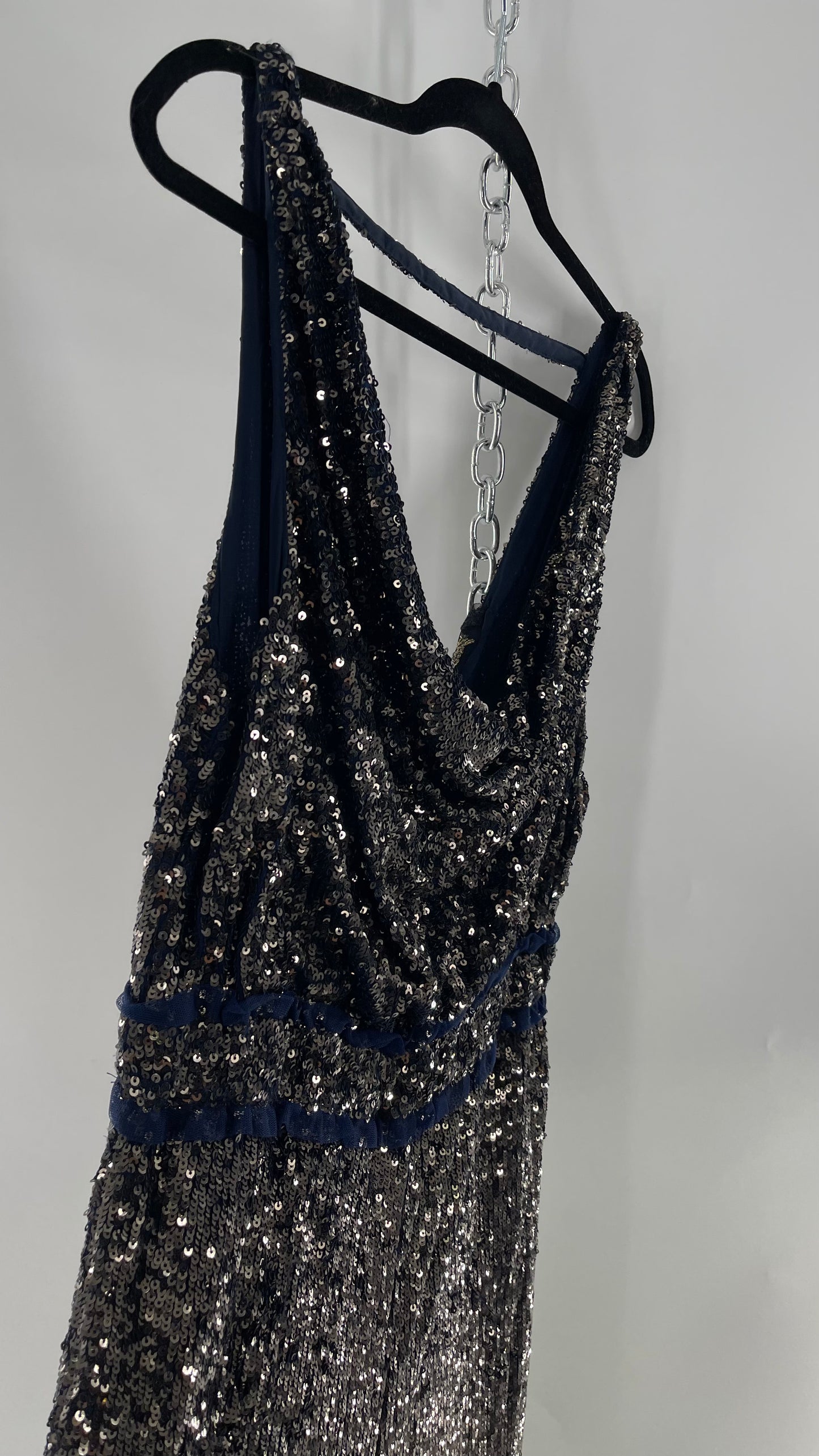 Free People Navy Sequin Jumpsuit (S)