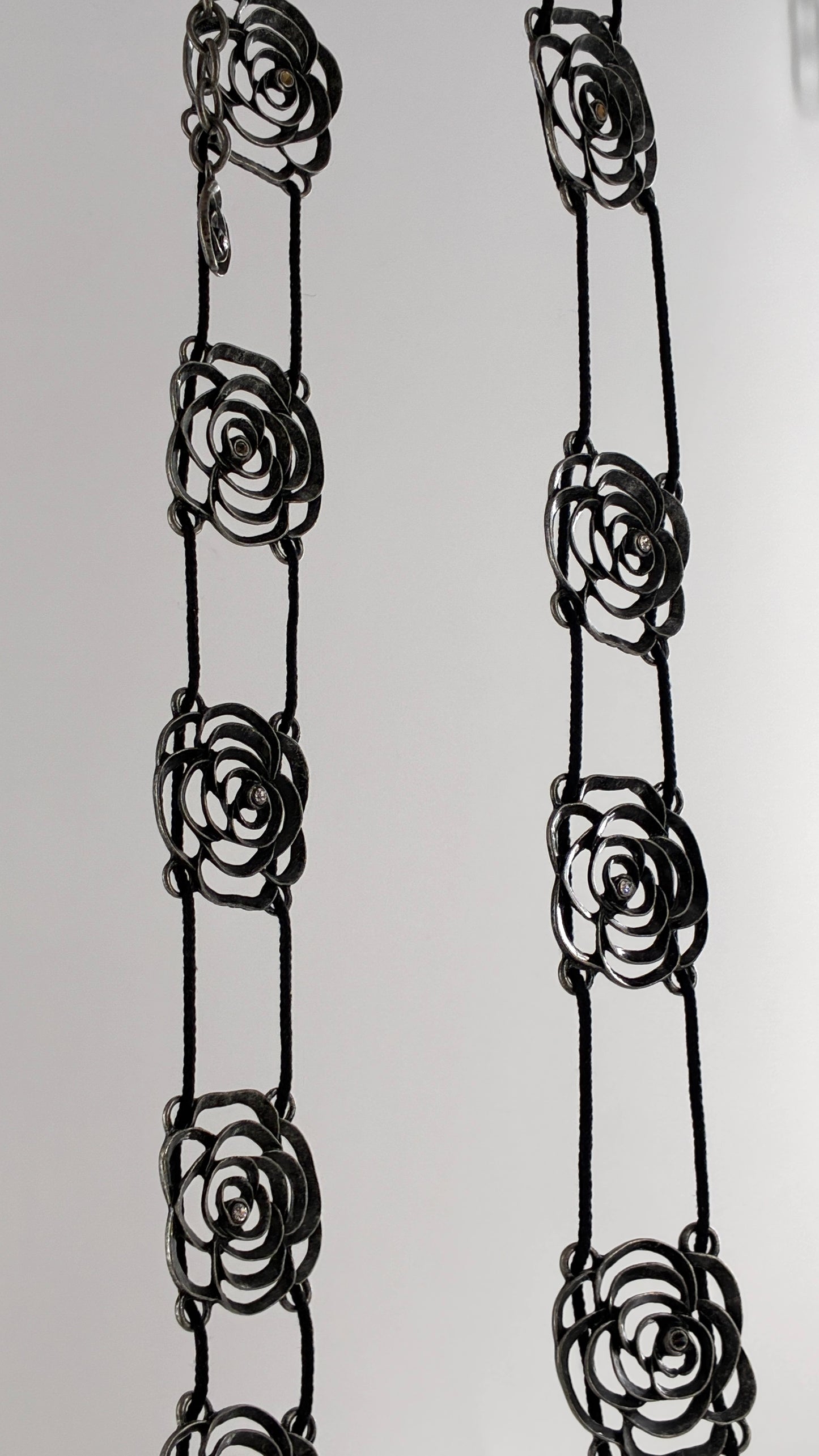Vintage Heavy Metal Rosette Belt with Rhinestones and Thread Through Detail (XL/XXL)