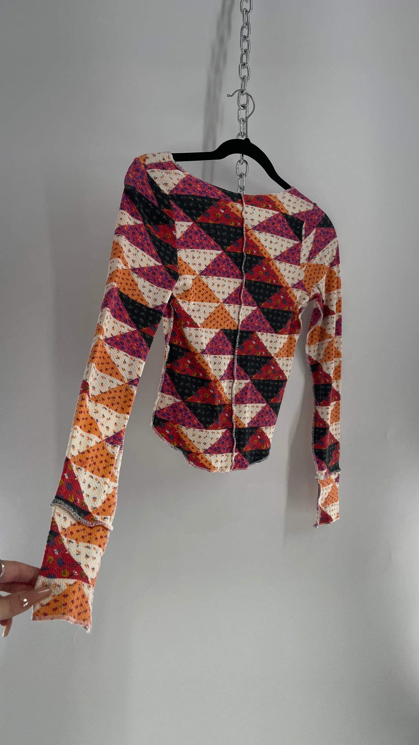 Free People Fall Patch Patterned Waffle Knit (Small)
