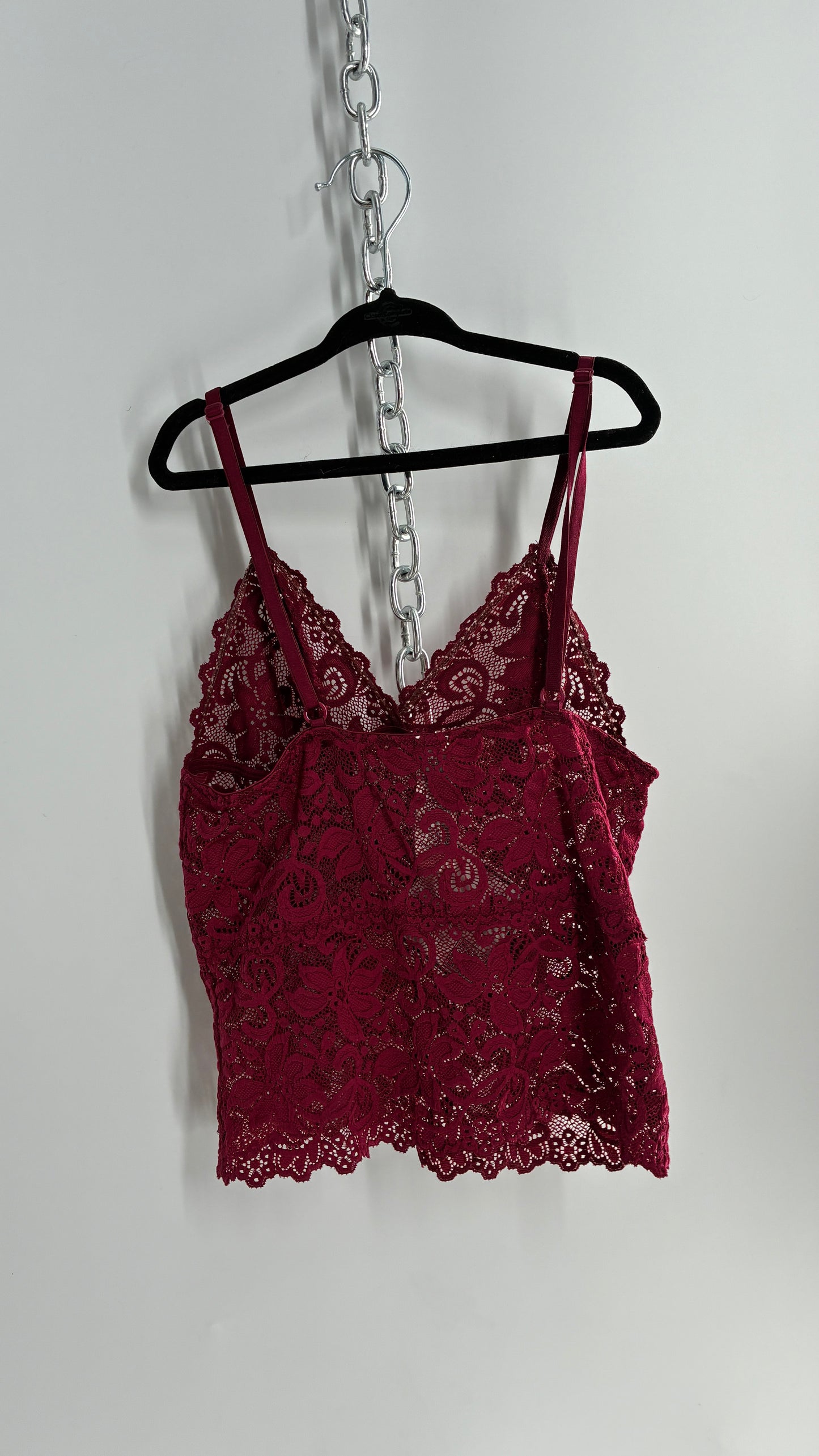 Maroon Red Lace Camisole Tank (Small)