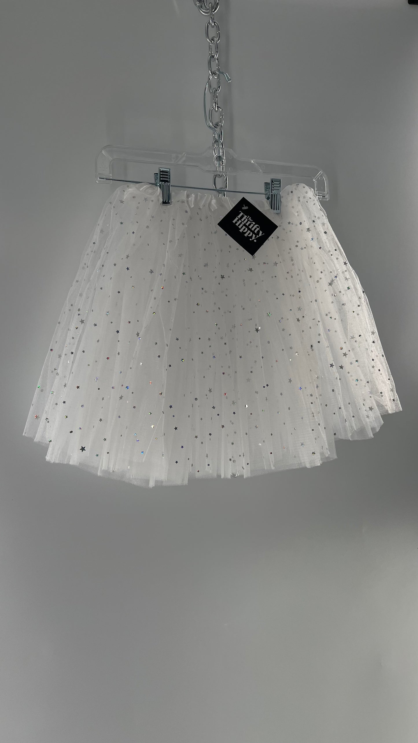 White Starstruck Confetti Tutu Mesh Tulle Skirt (One Size)
