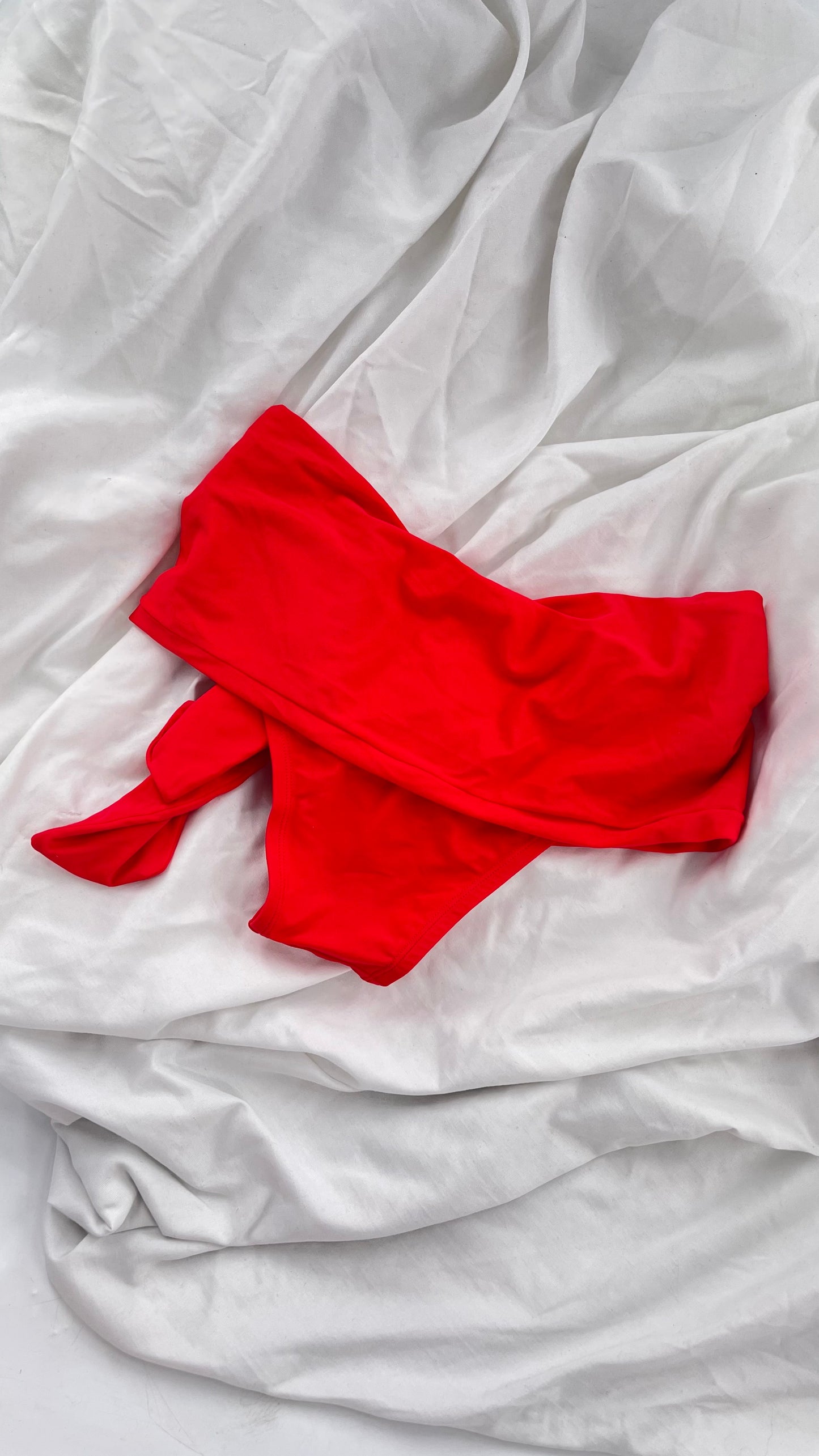 NY Apparel Group Sample Fold Over Side Tie Neon Coral Swim (Small)