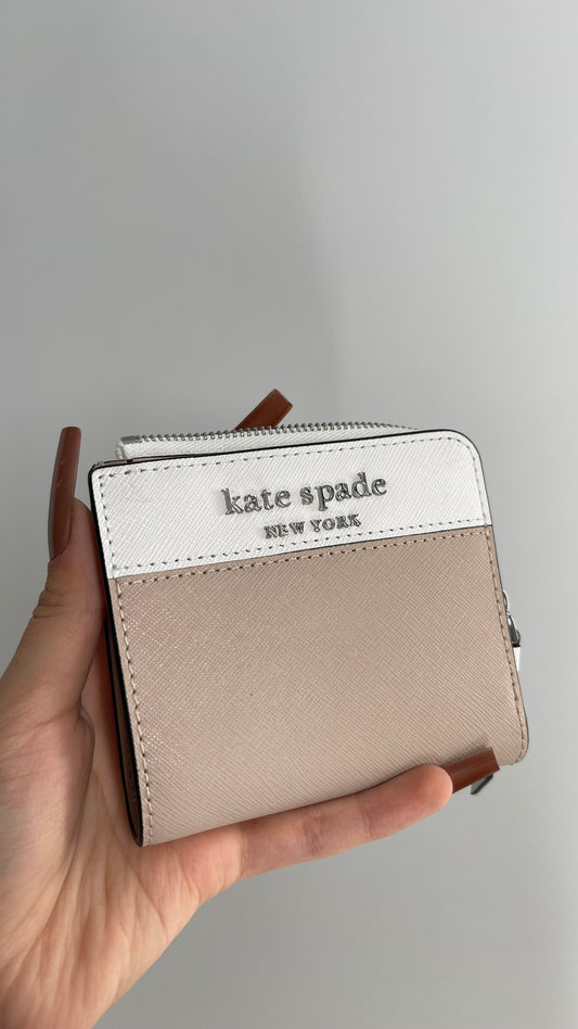 Kate Spade Tan and White Wallet with Tags Attached