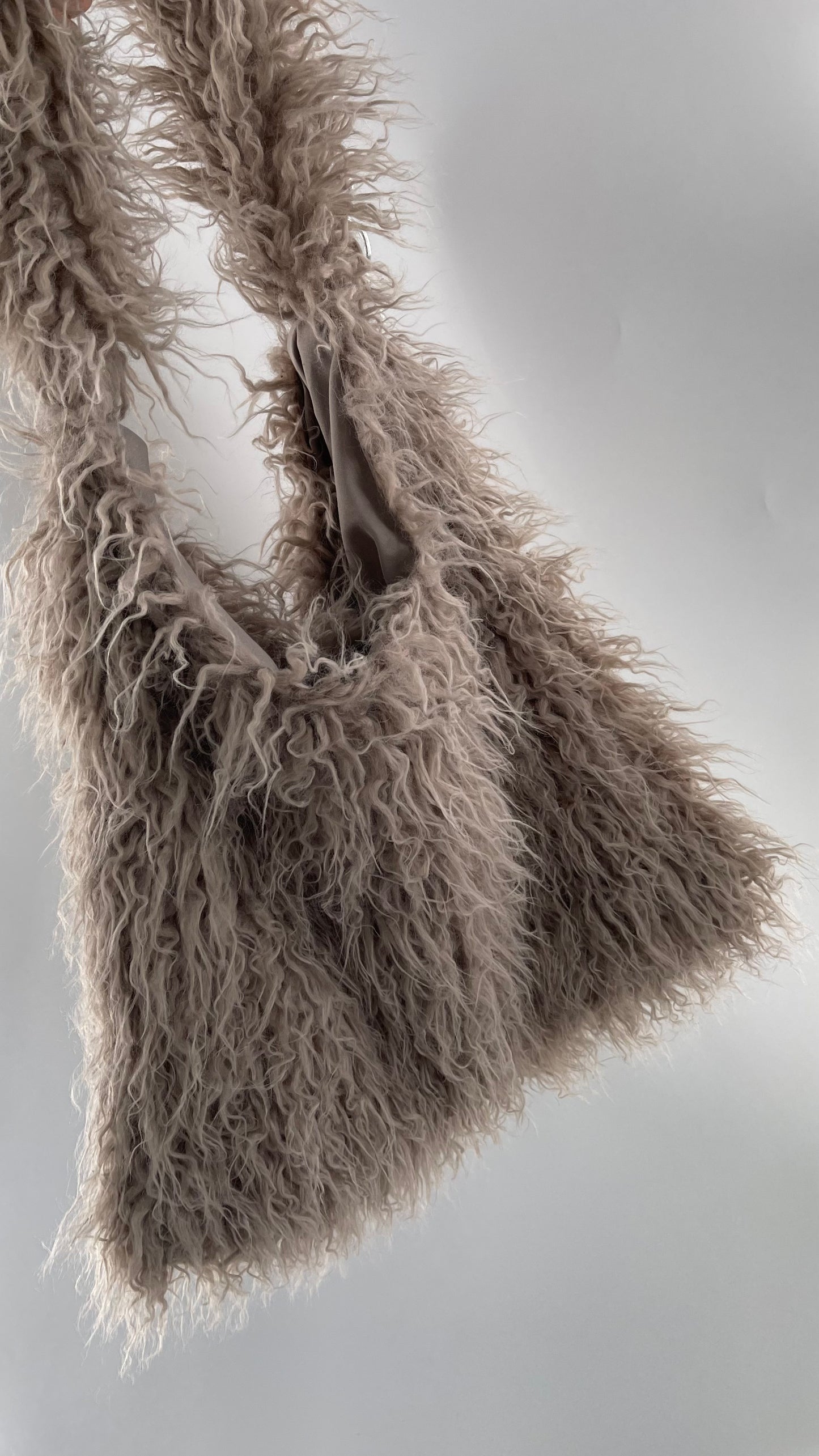 Free People Grey Shaggy Tote Bag