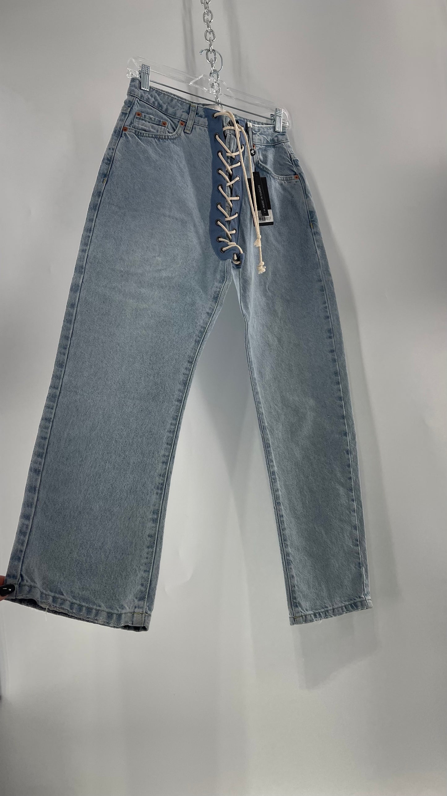 One Teaspoon Best Blue Lace Bandit Jeans Lace Up Detail on Front and Back (24)