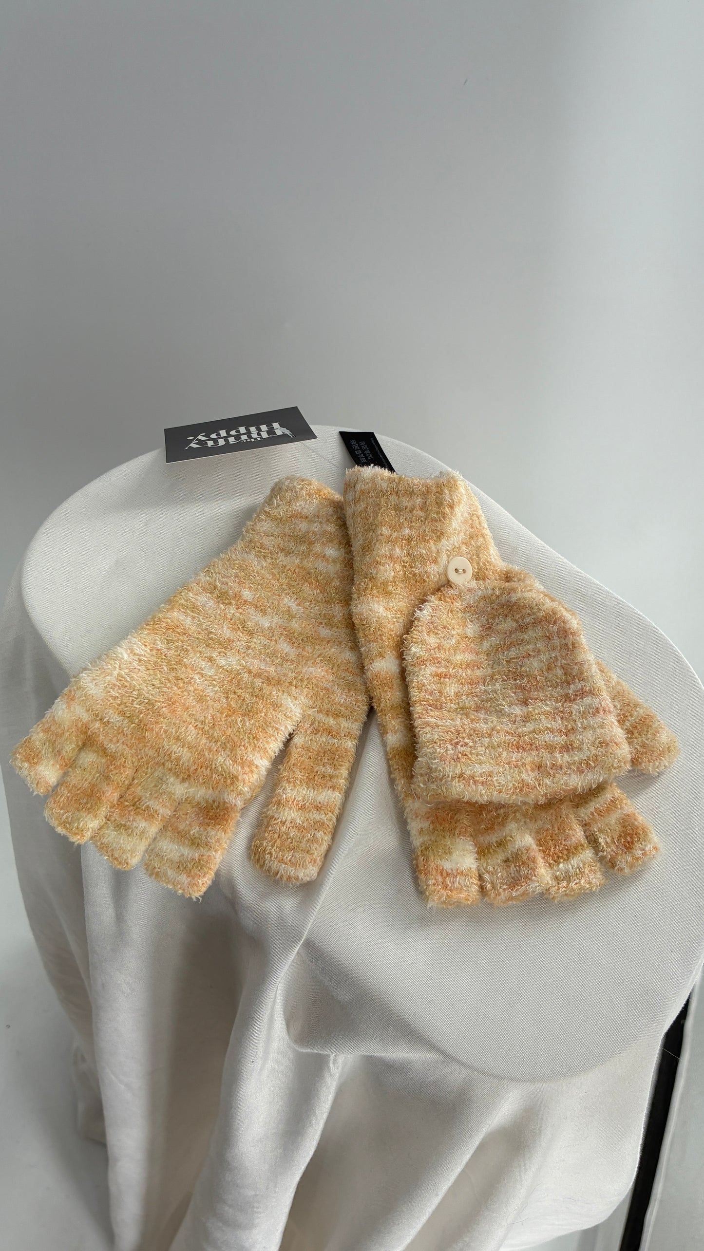 Urban Outfitters Beige Fingerless Chenille Mittens