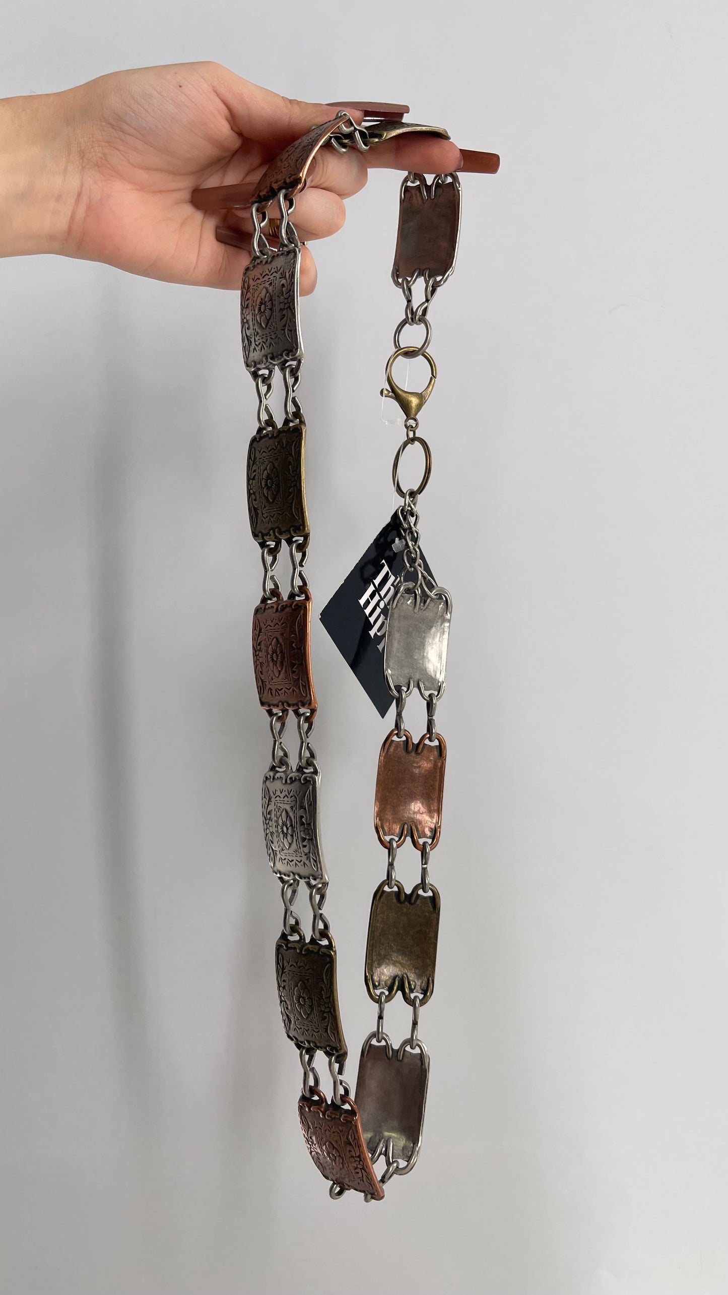 Vintage Mixed Metal Embossed Chain Belt (Medium)