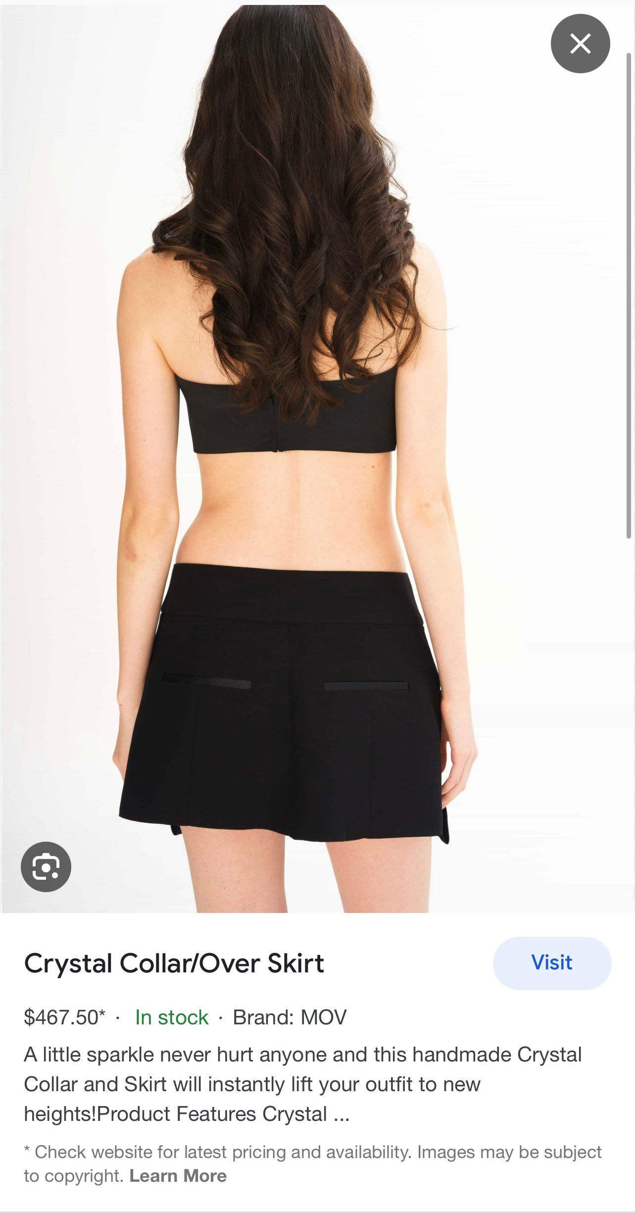 Black Skirt Belt Covered in Crystal Embellishments with Satin Flap Pockets (Medium)