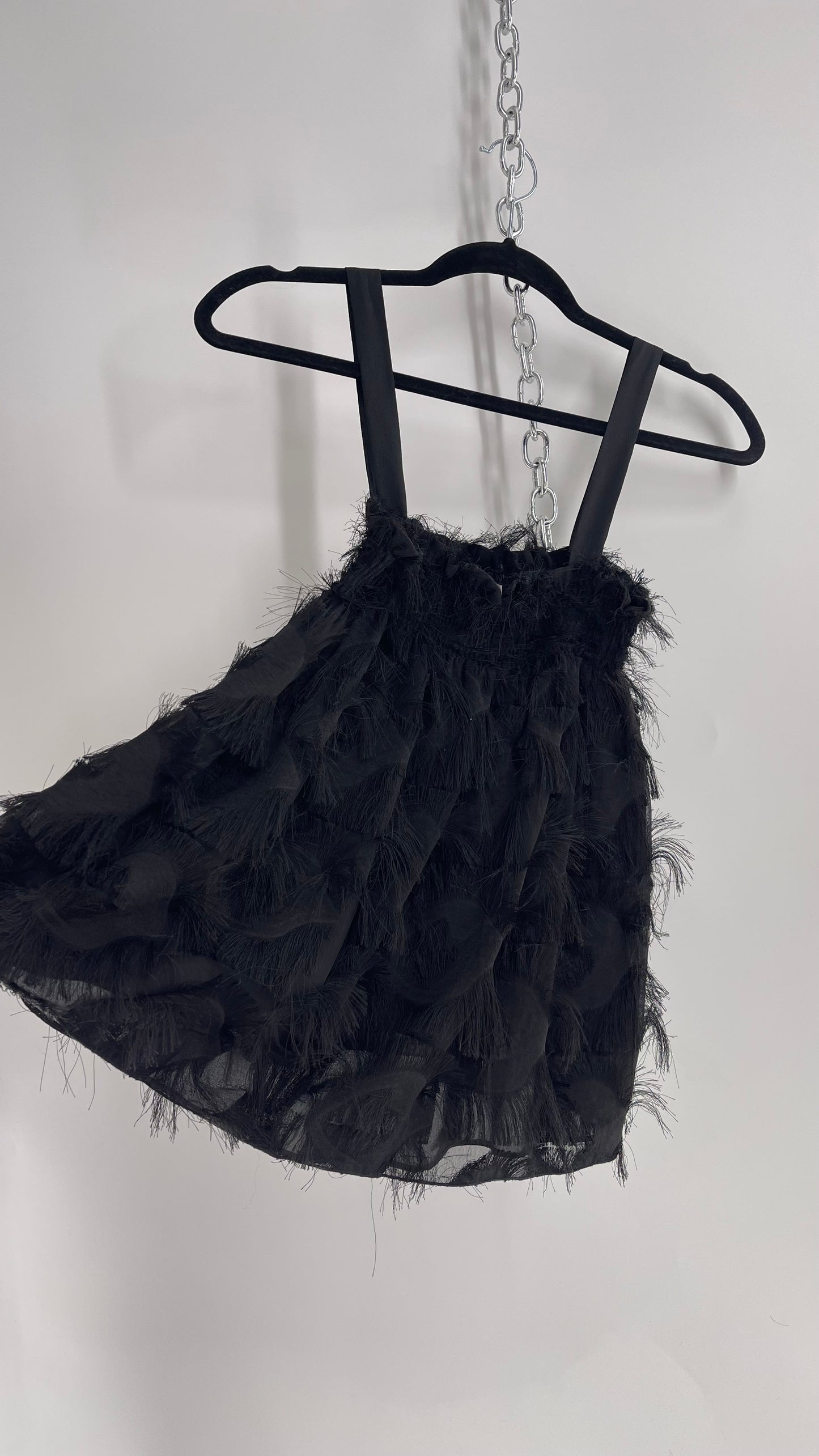 WAVERLY GREY Anthropologie Black Feathered, Textured Tank (Small)