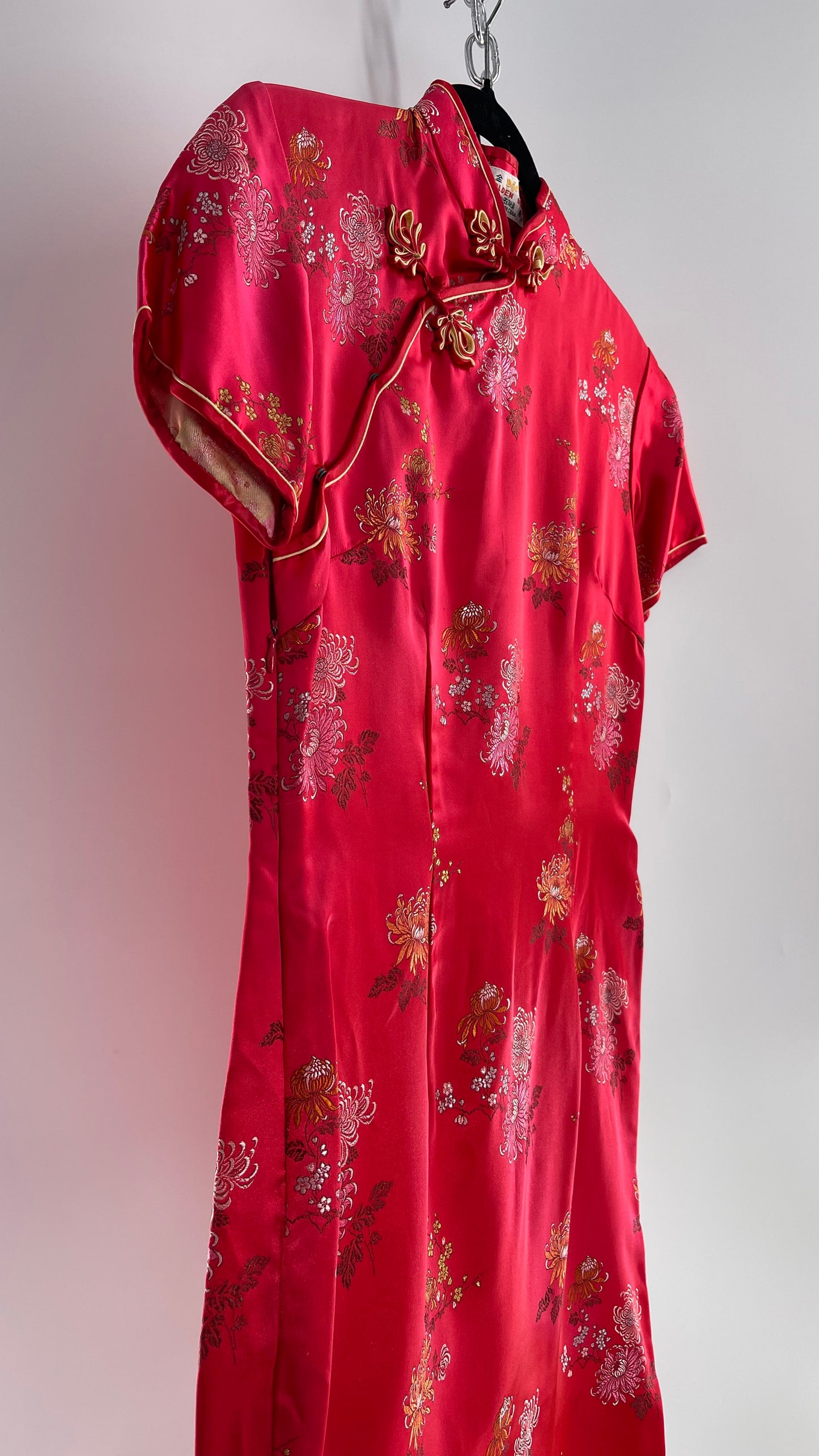 Vintage Golden Bee Silk Chinese QiPao (C) (36)