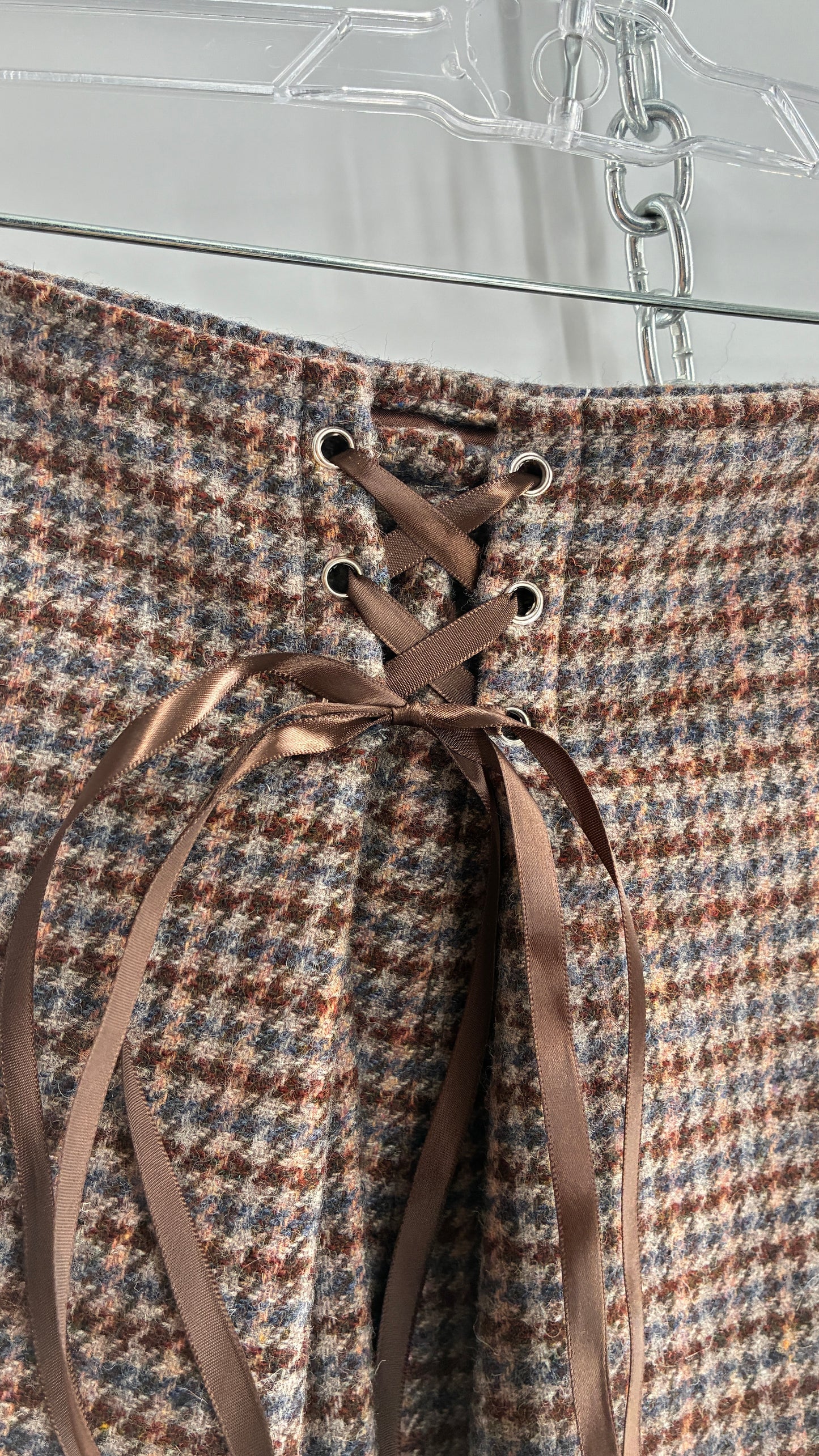 Vintage Suit Set with GOOD WORKS CLOTHING Wool Blend Indigo Plaid Blazer and Upcycled Wool Blend Mini Skirt (6 Petite)