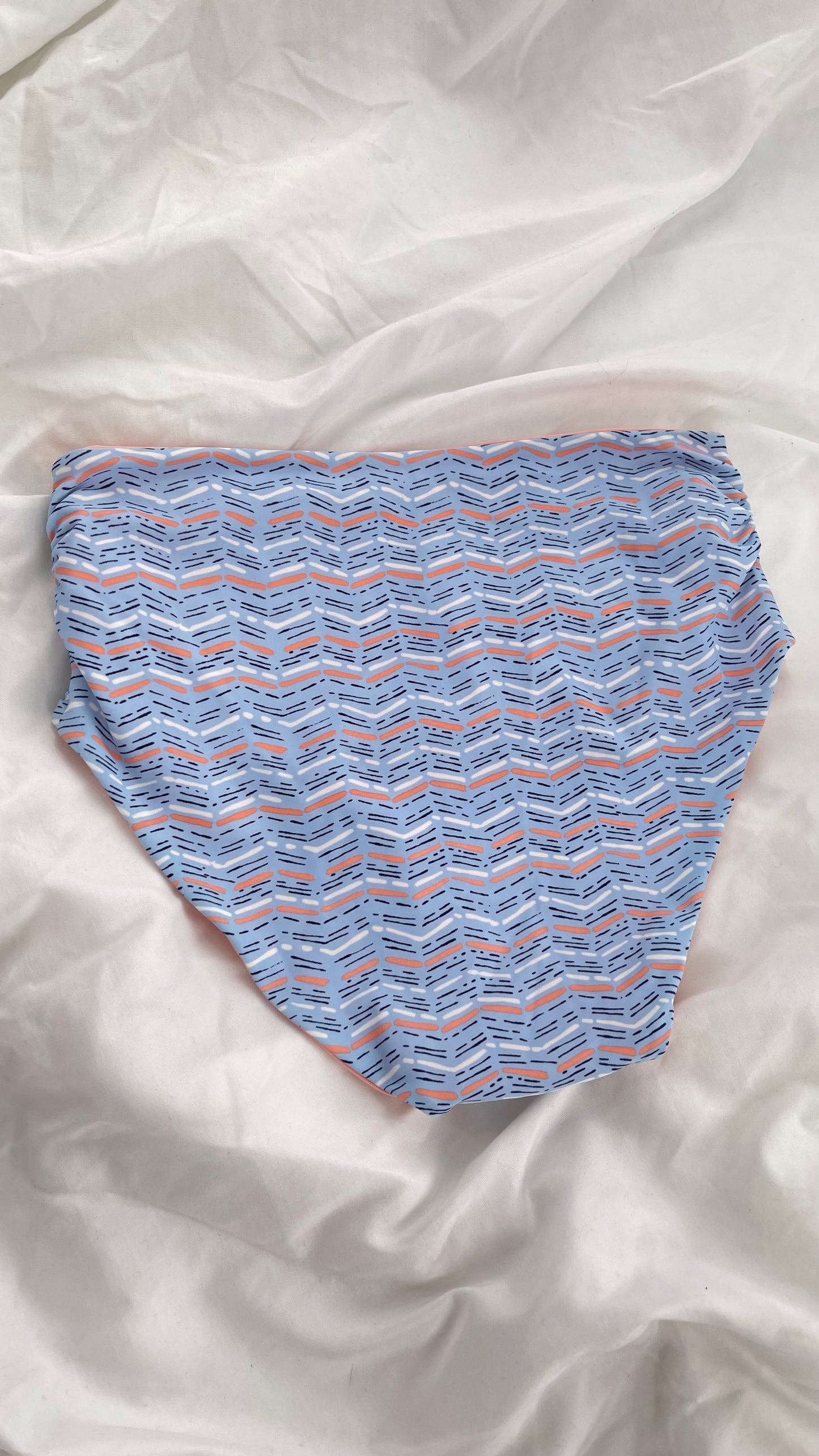AERIE Pink/Powder Blue Reversible High Waisted Swim Bottoms (Medium)