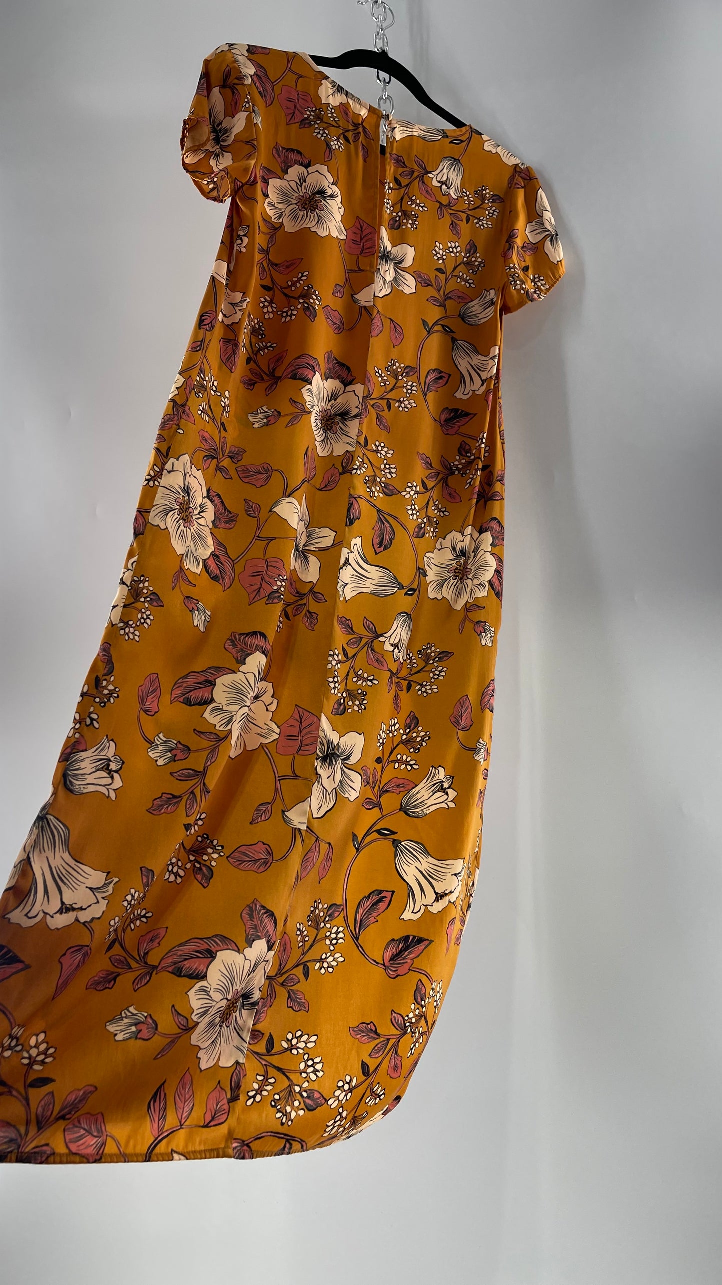 Saltwater Anthropologie - Brown / Burnt Orange Flower Maxi Dress (Size Large)