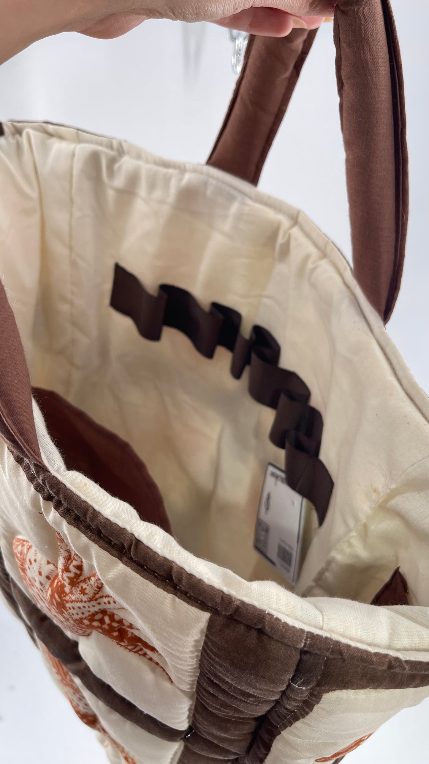 Vintage Patchwork Brown/Orange/Beige Handmade Quilted Tote
