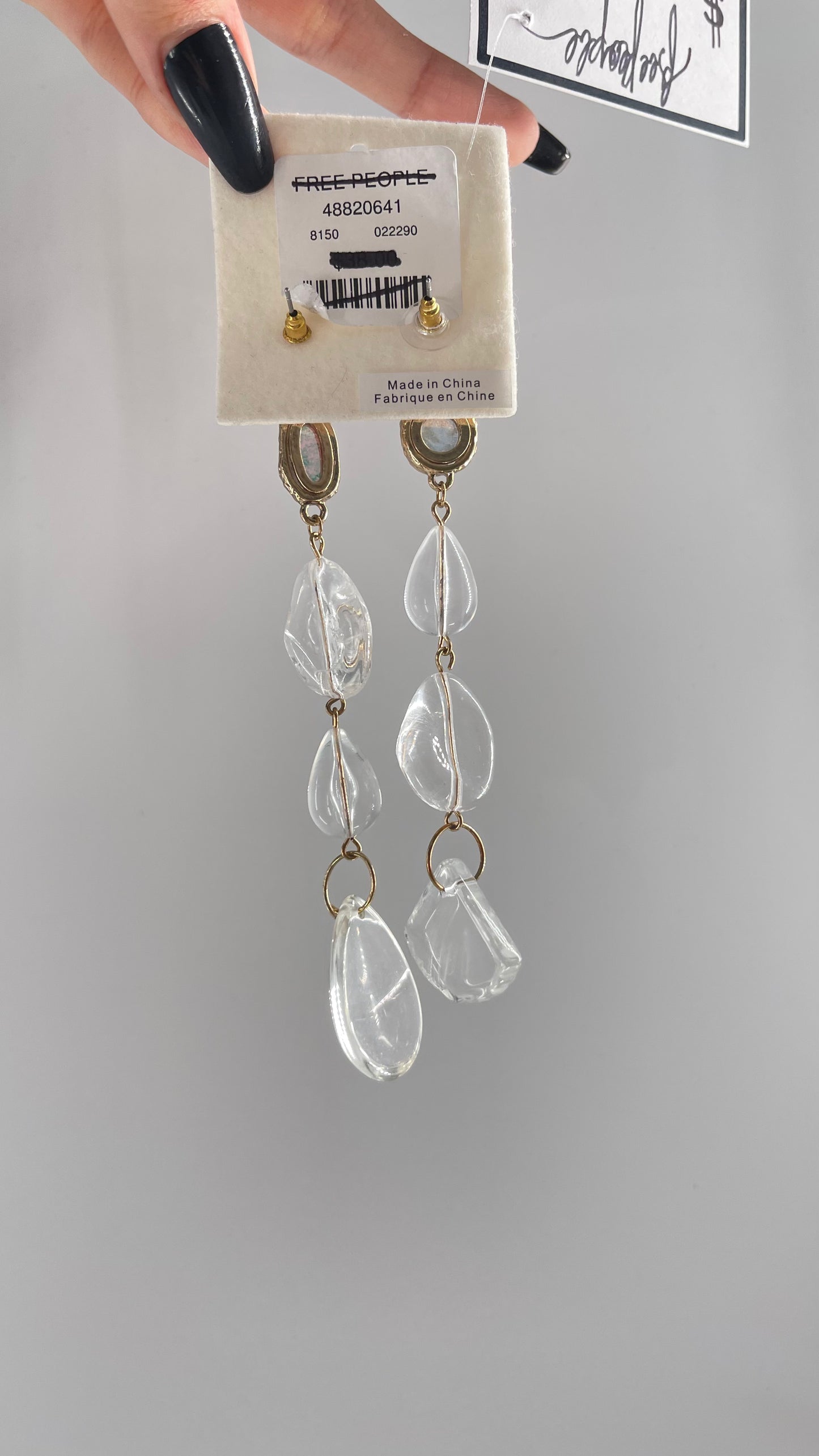Free People Crystal Clear Opal Earring with Gold Accents