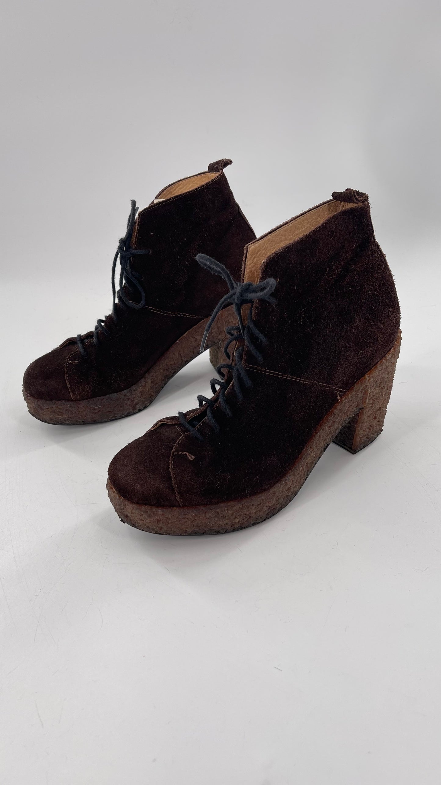 Vintage Amish Brown Lace Up Suede Boots - Apparently Size 7-71/2