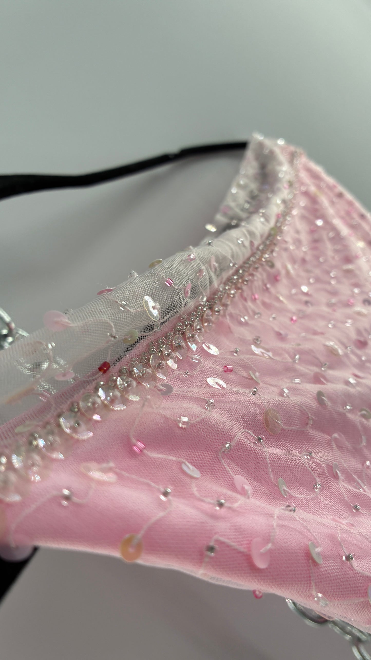 Vintage DYSPNEA PUSSY POSSÈ Pink Beaded Pointed Hem Top with Strappy Back (4)