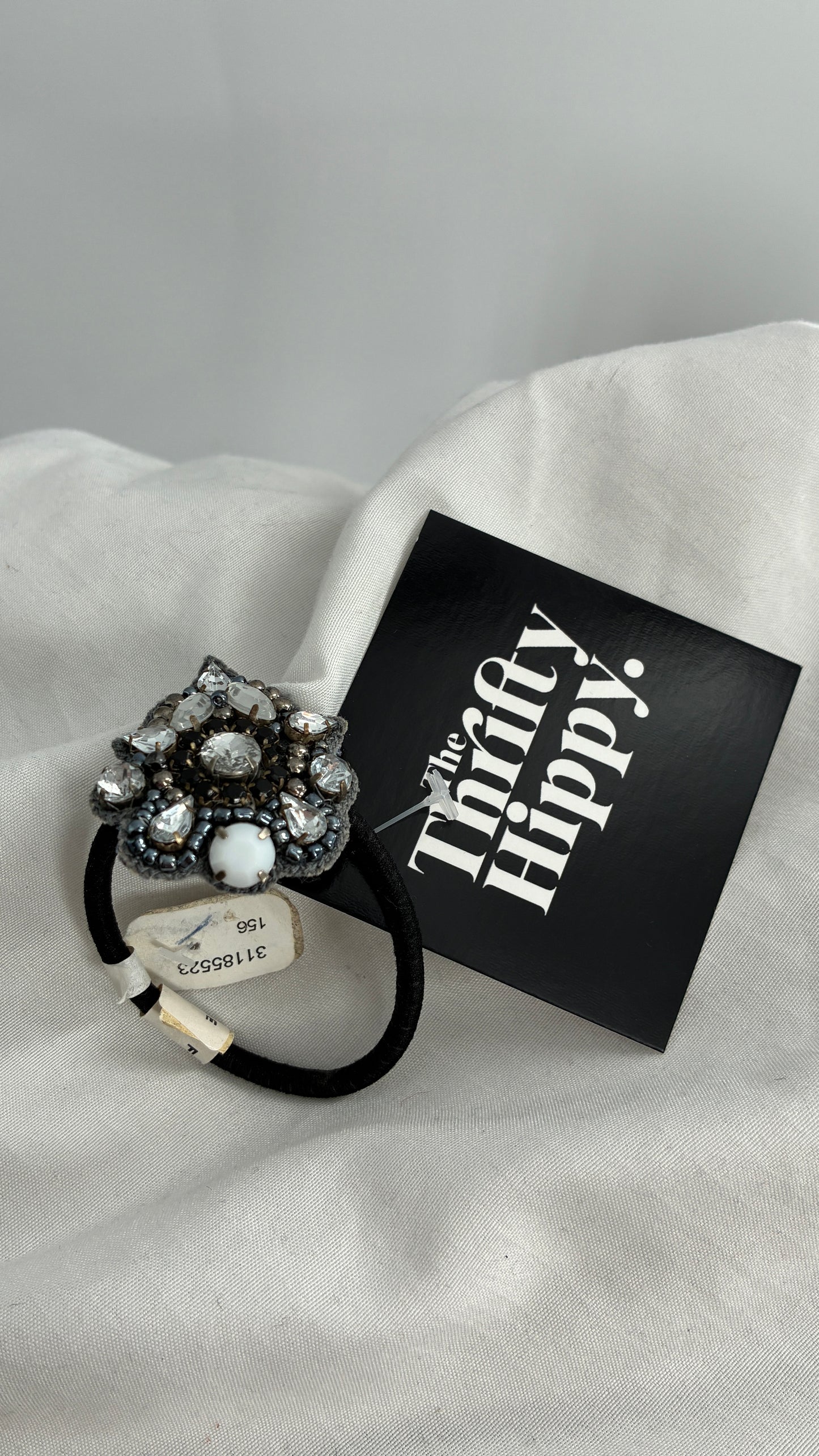 Anthropologie Rhinestone Beaded Appliqué Hair Tie