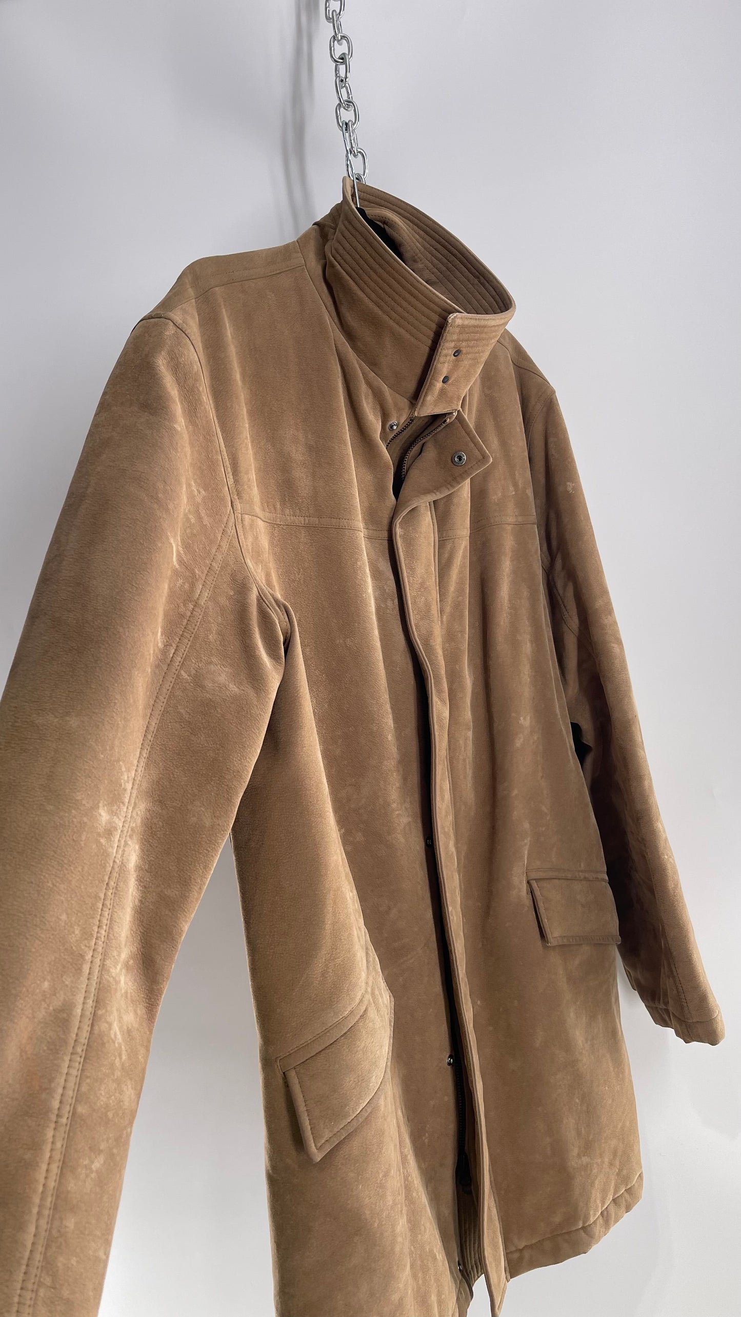 Vintage Men’s VERSACE Sport Camel Vegan Suede Jacket (XL)