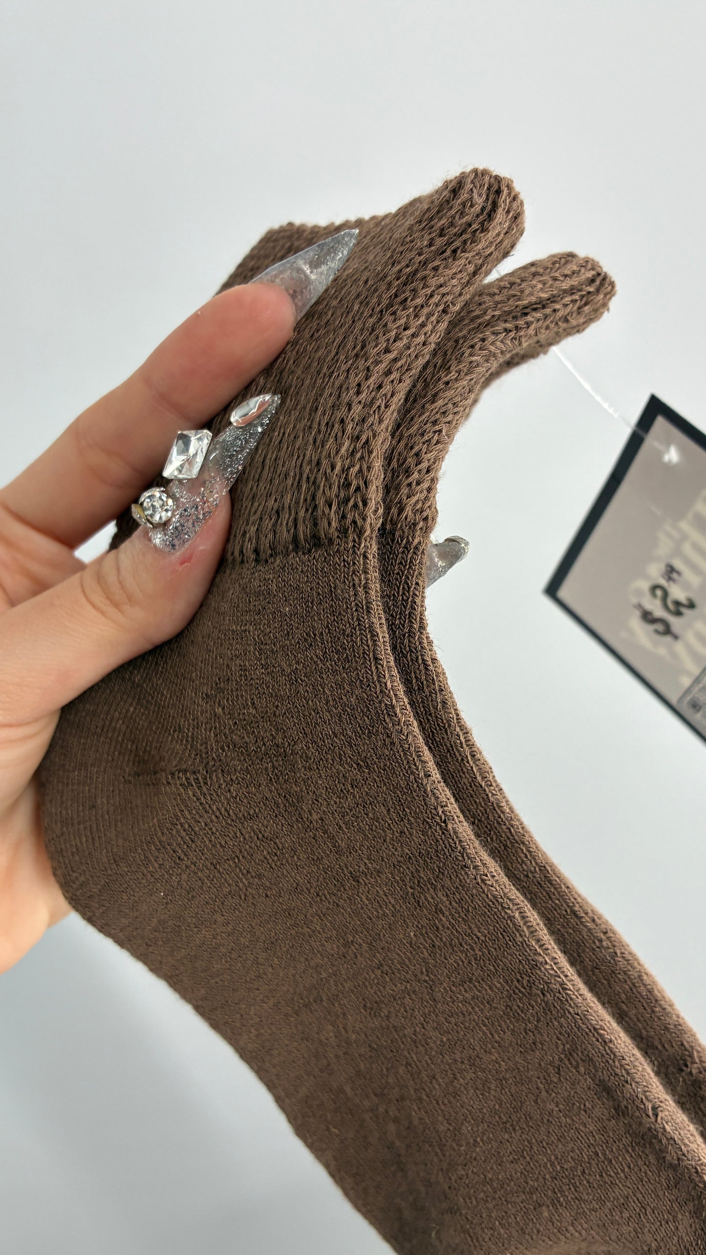 NWOT Thick Knit Brown Crew Sock