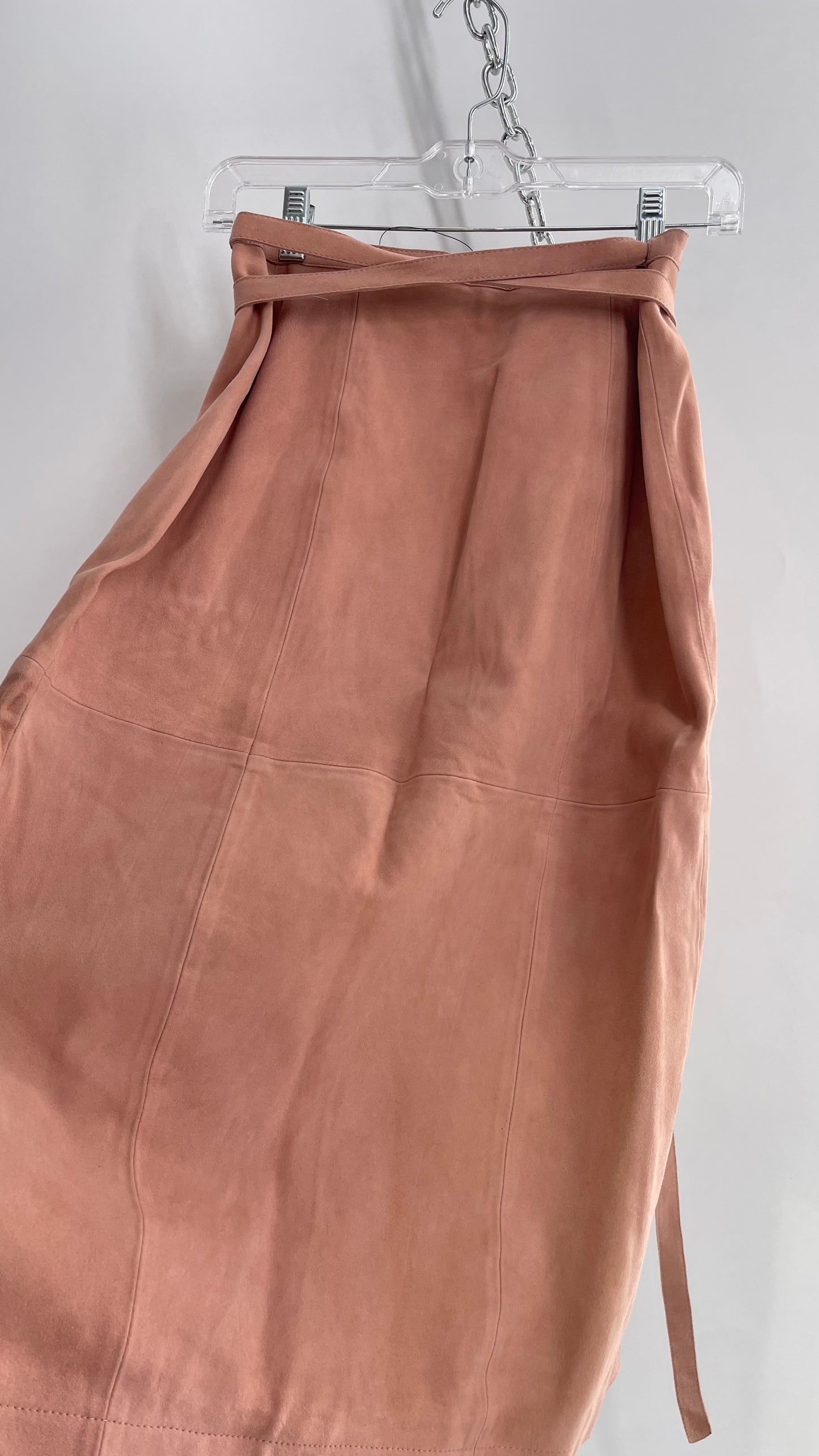 Free People Blush Genuine Suede Leather Tie Waist Long Skirt (2)