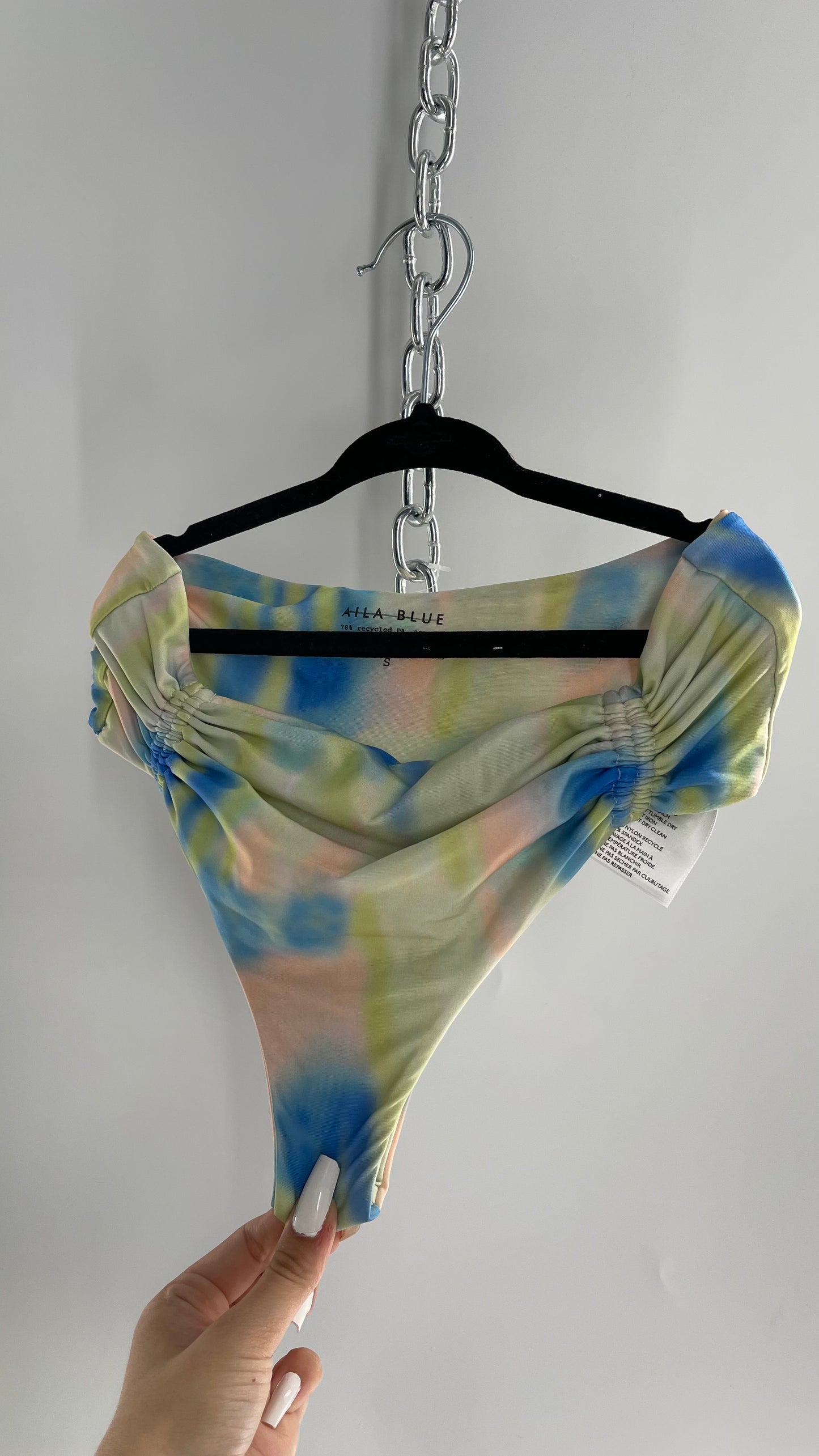 AILA BLUE Pastel Tie Dye Cheeky Swim Bottoms (Small)