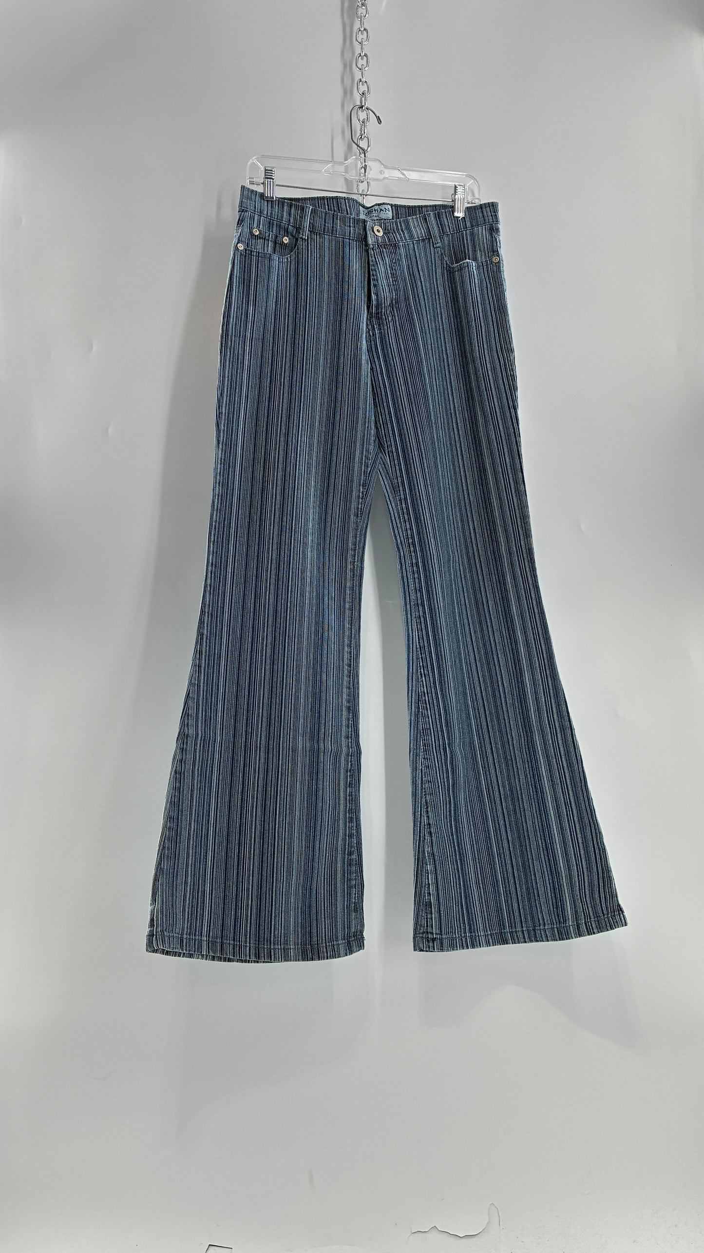 Deadstock Vintage SUSHAN Striped Denim Kickflares (XL)