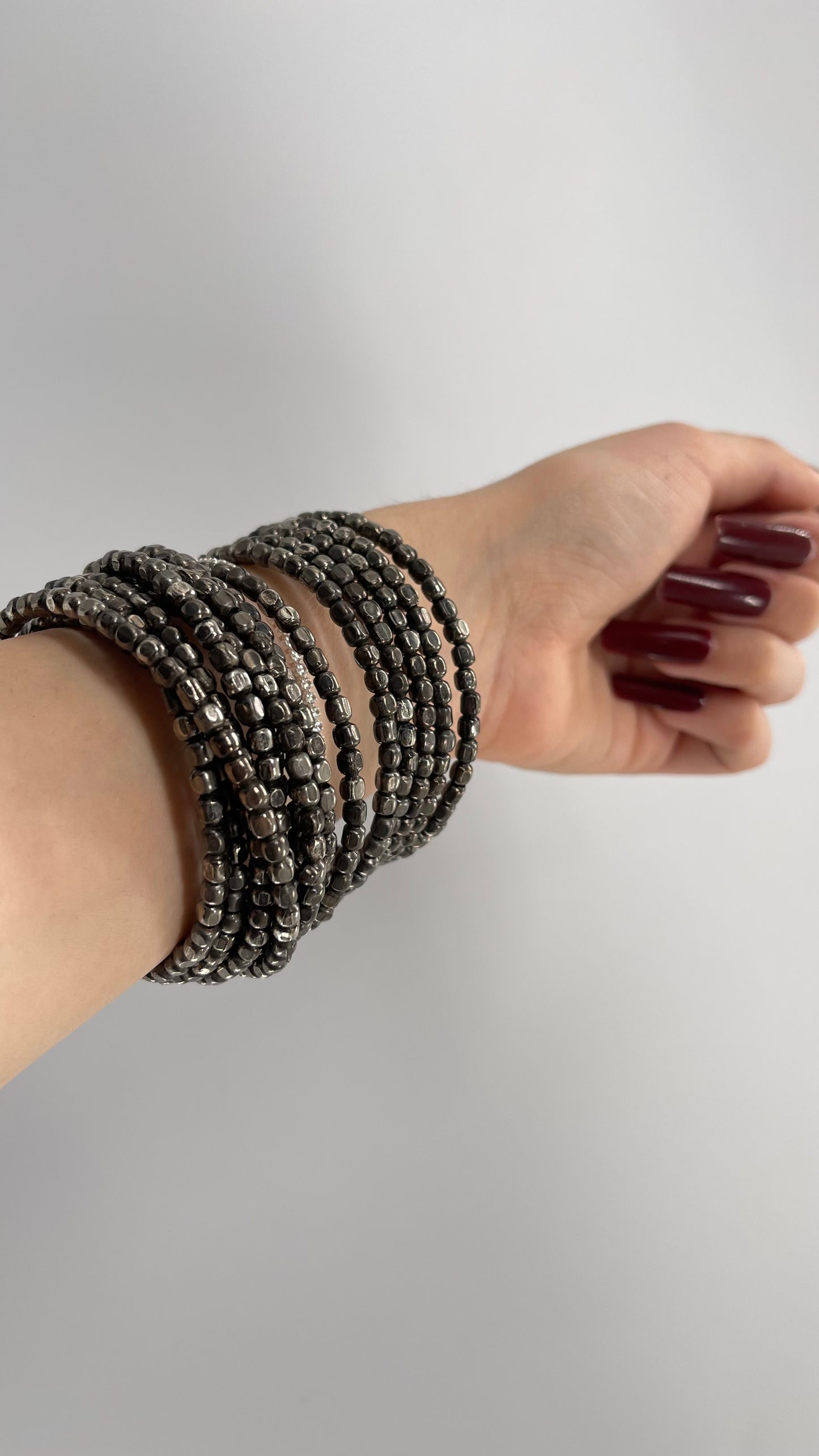 Vintage Gunpowder Metal Stone Wrap Around Bangle Bracelet
