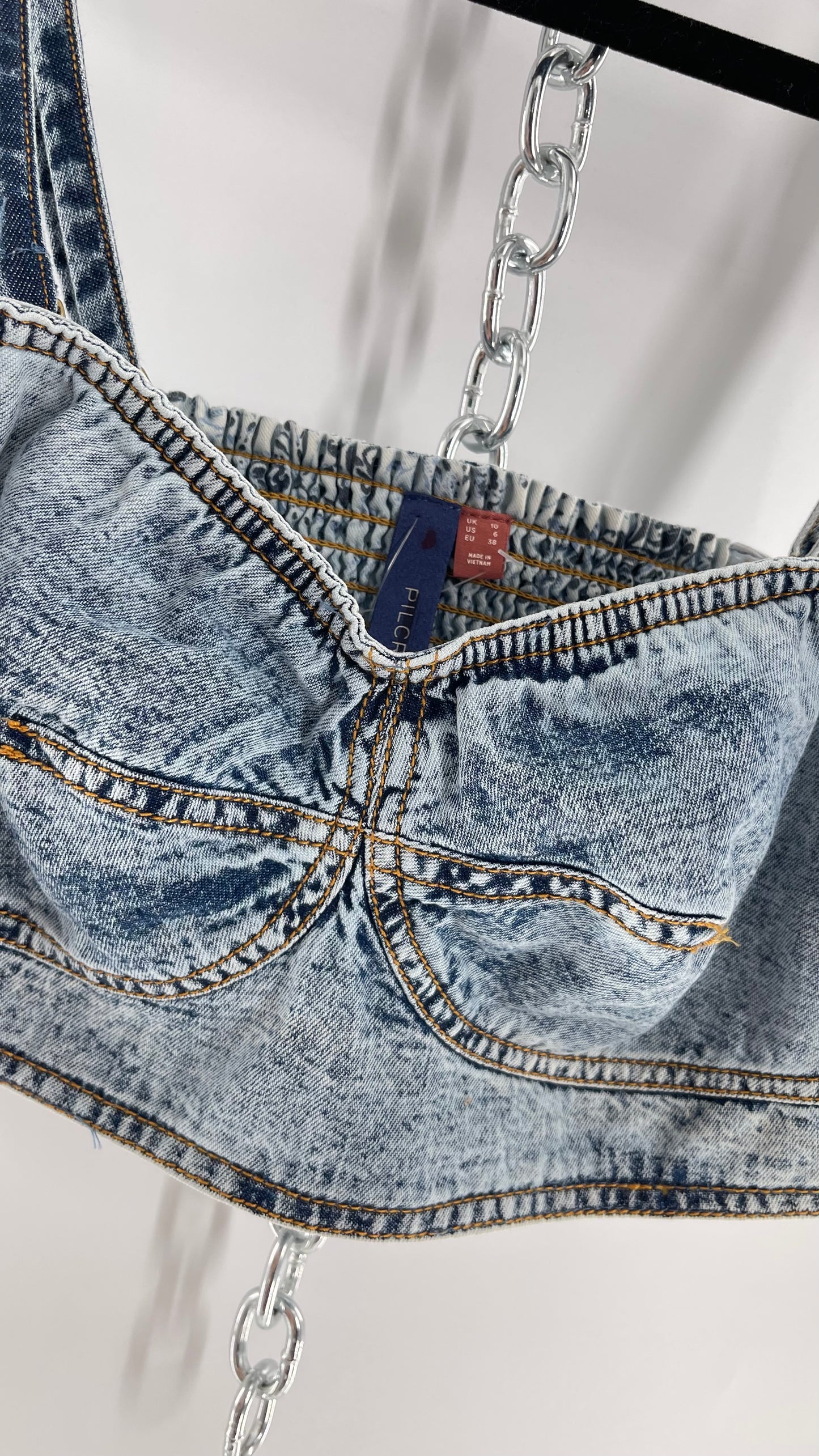 Pilcro Acid Wash Denim Bralette (Medium 6)