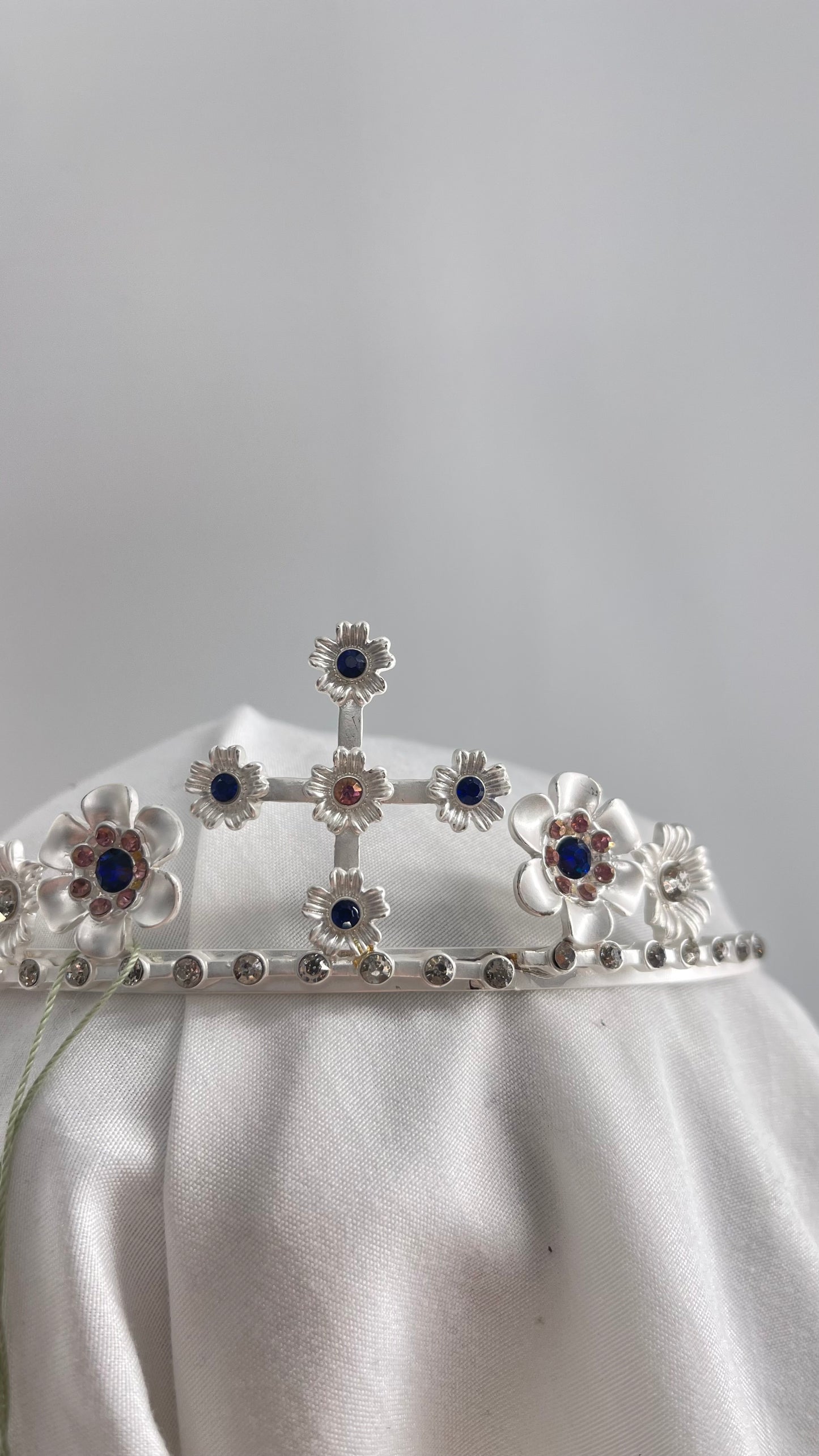 Free People Chrome Metal Silver Renaissance Tiara with Gemstones