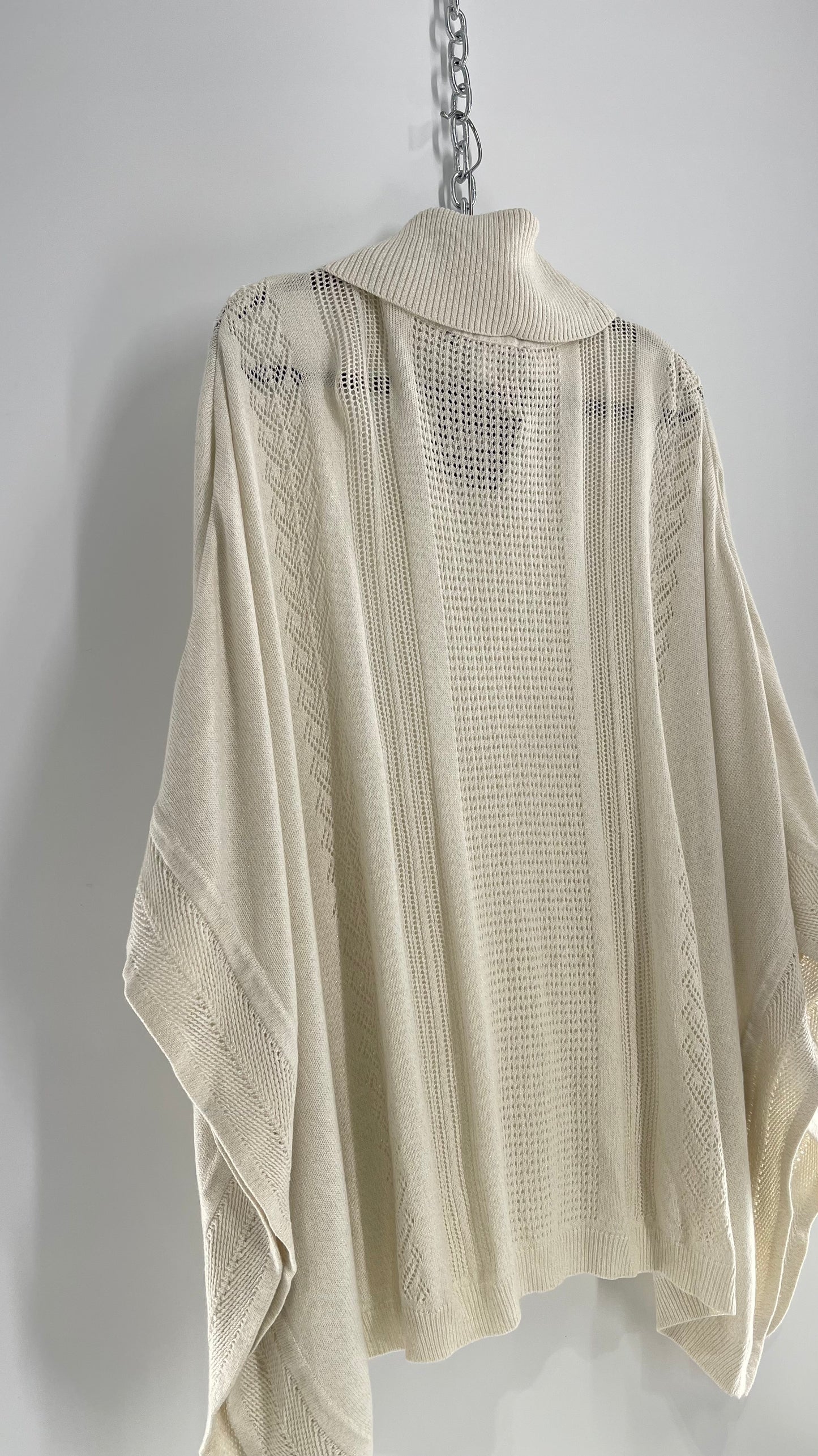 White House| Black Market Glittery Silver and Gold Tinsel Turtle Neck Sweater (L/XL)