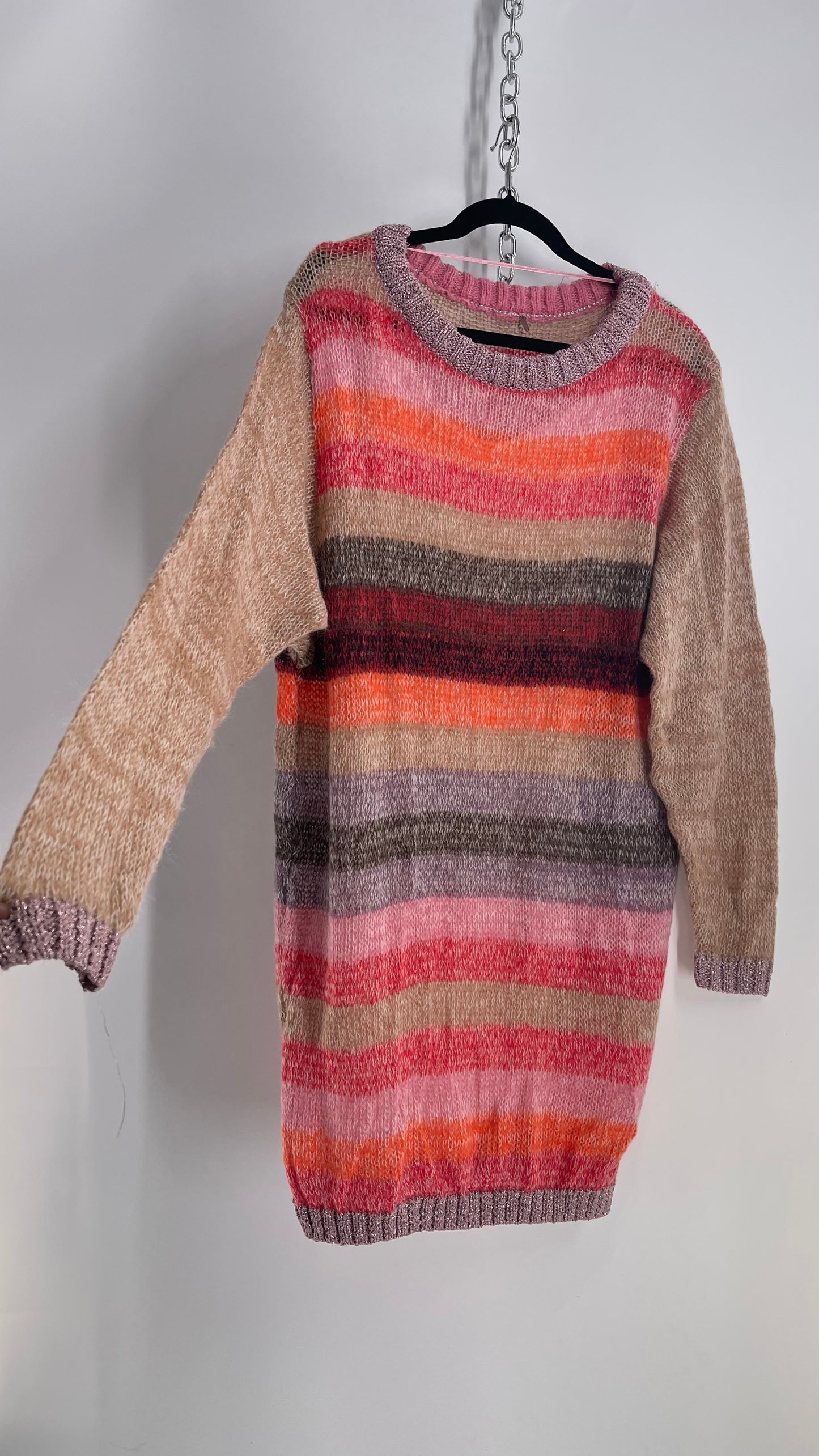 Free People Slouchy Striped Knit with Metallic Details (S/M)