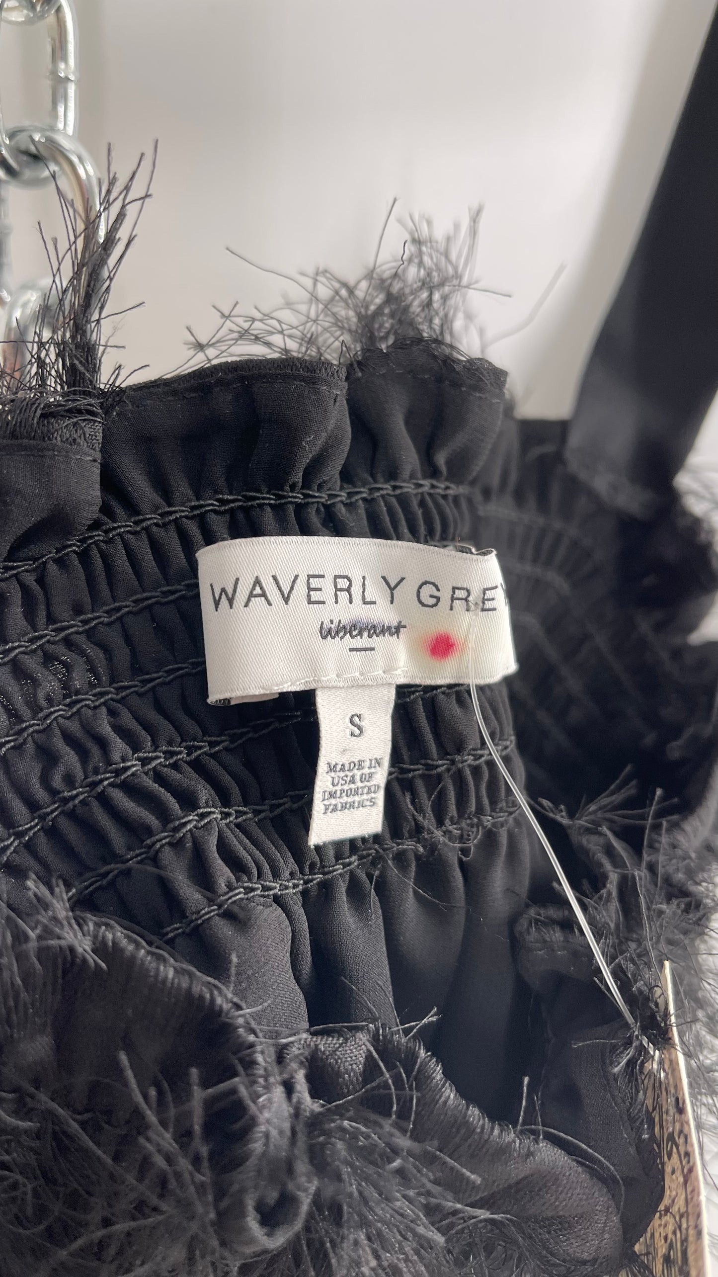 WAVERLY GREY Anthropologie Black Feathered, Textured Tank (Small)