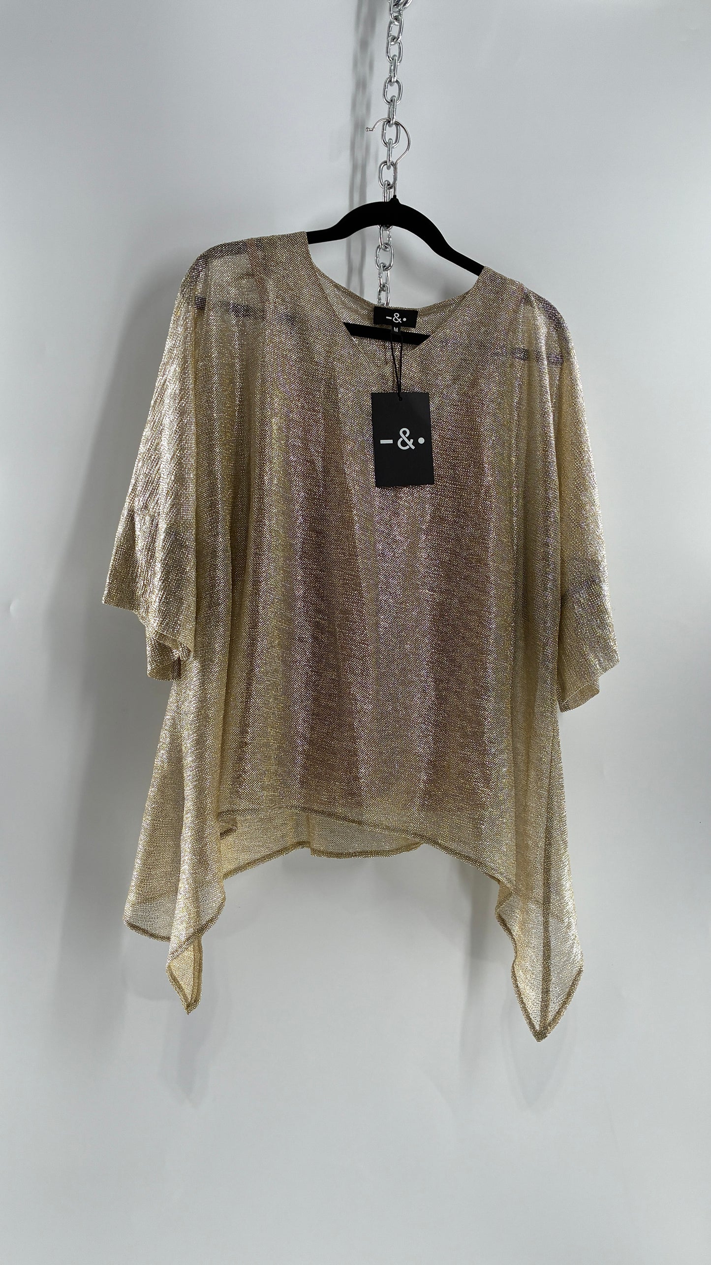 DASH & DOT Gold and Silver Metallic Shimmer Boxy Top with Tags Attached (Medium)
