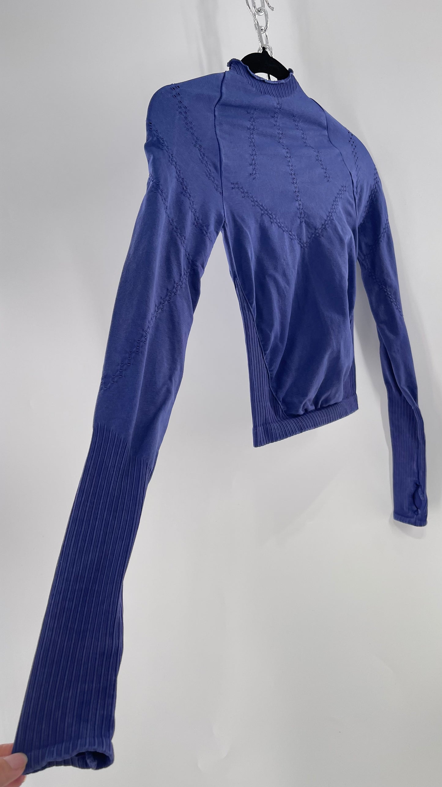 Free People Movement Spandex Perforated Purple Skim Top (XS/S)
