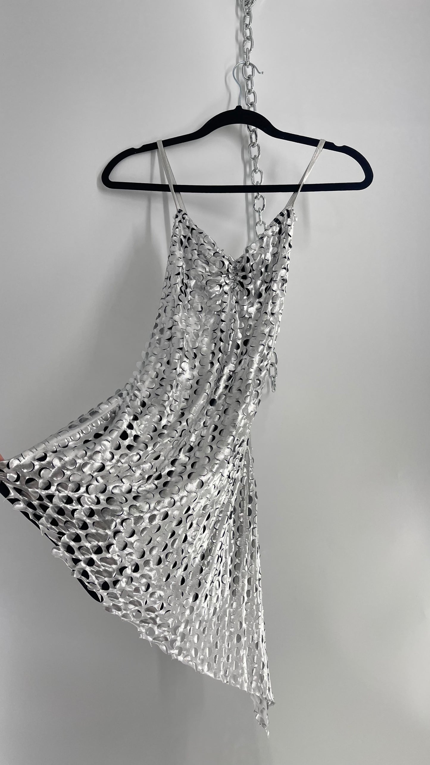Vintage Weismann Silver Grated Tank with Asymmetric Hem and Built in Shorts (Medium)