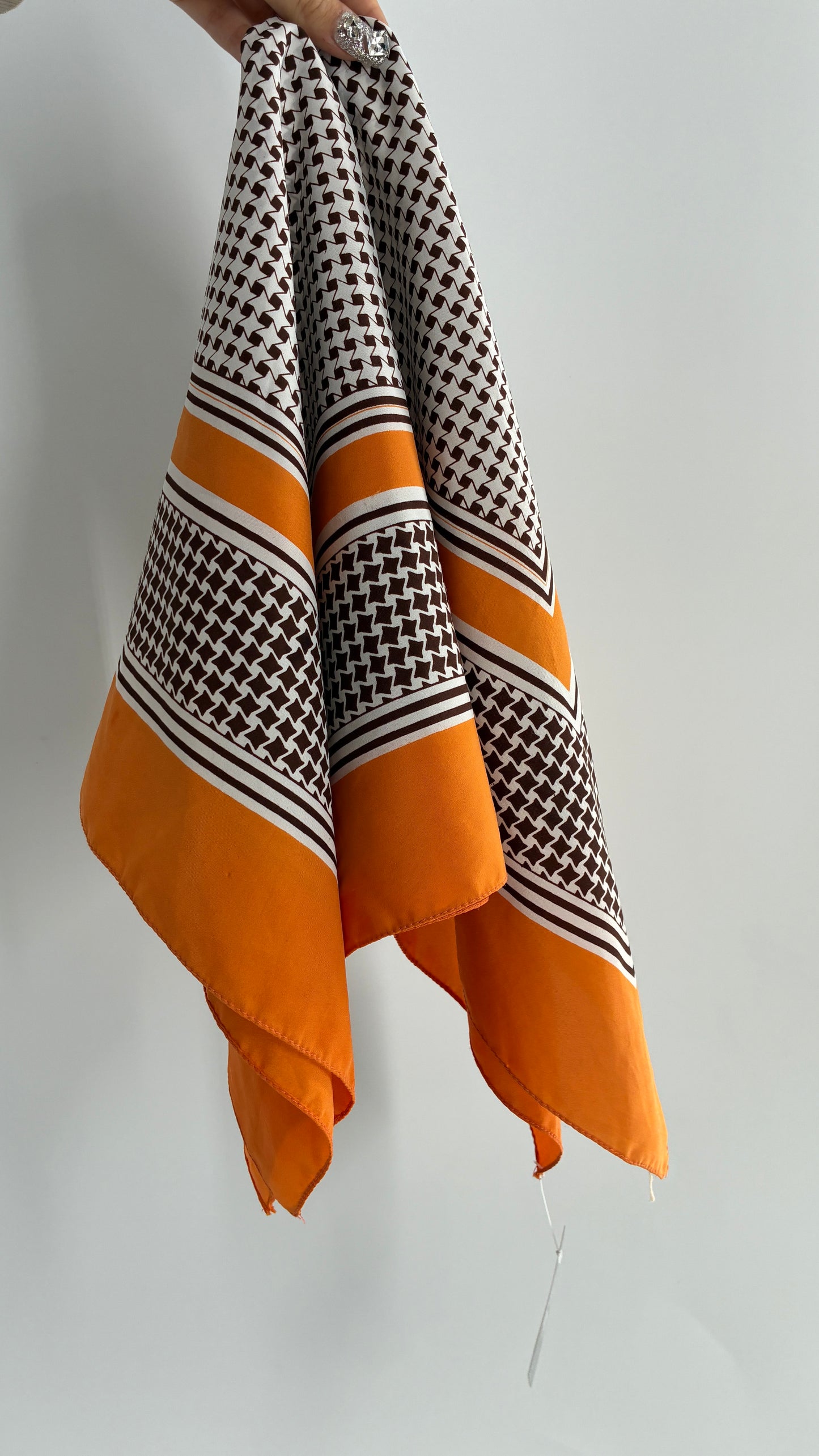 Vintage 1970s Orange and Brown Scarf