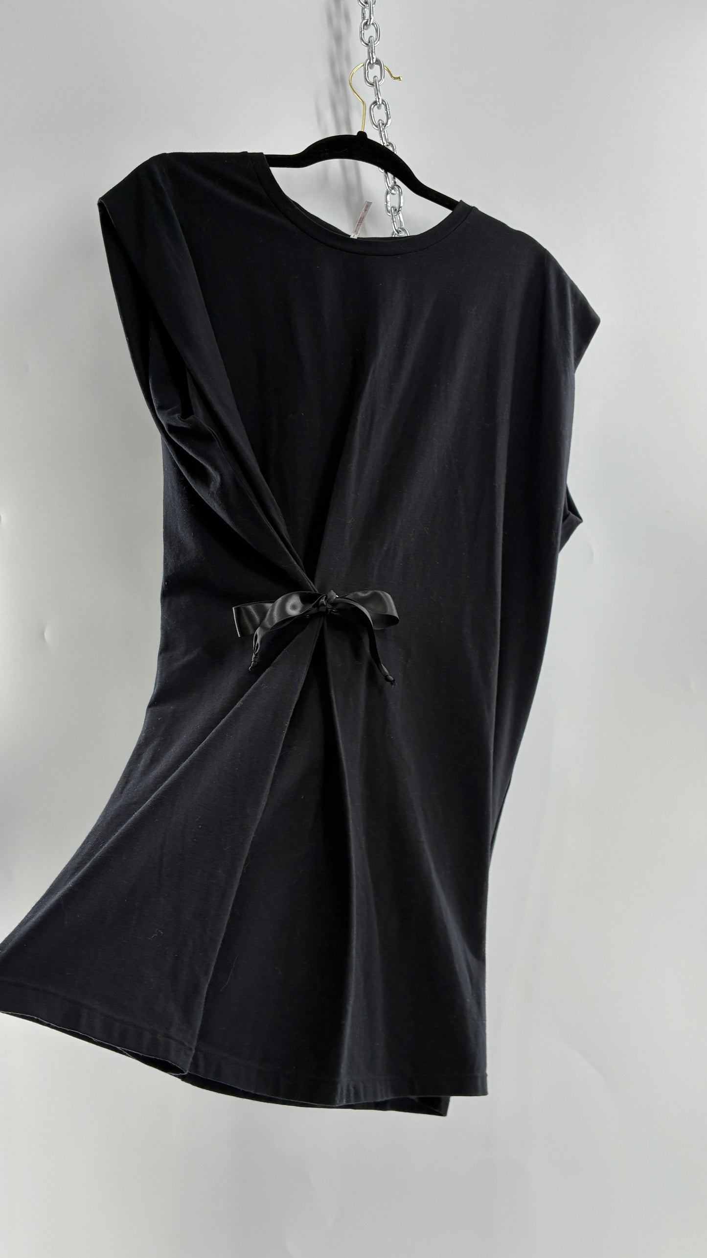 Free People Black Jersey Knit Side Tie T Shirt Dress (Small)