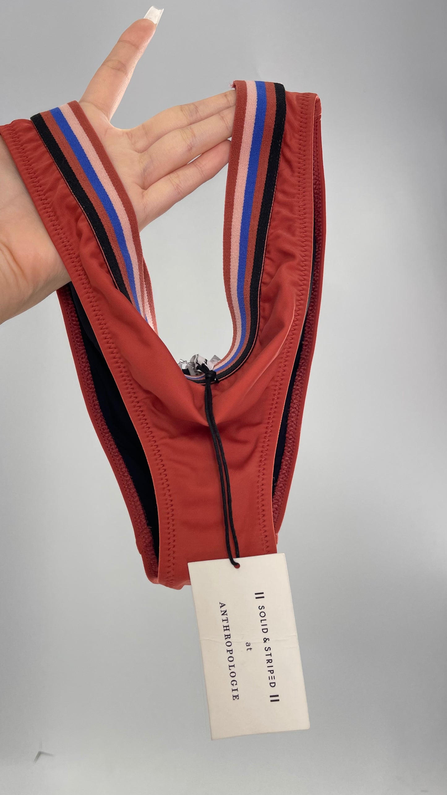 Anthropologie Brick Swim Bottoms with Striped Elastic Waistband with Tags Attached (Large)