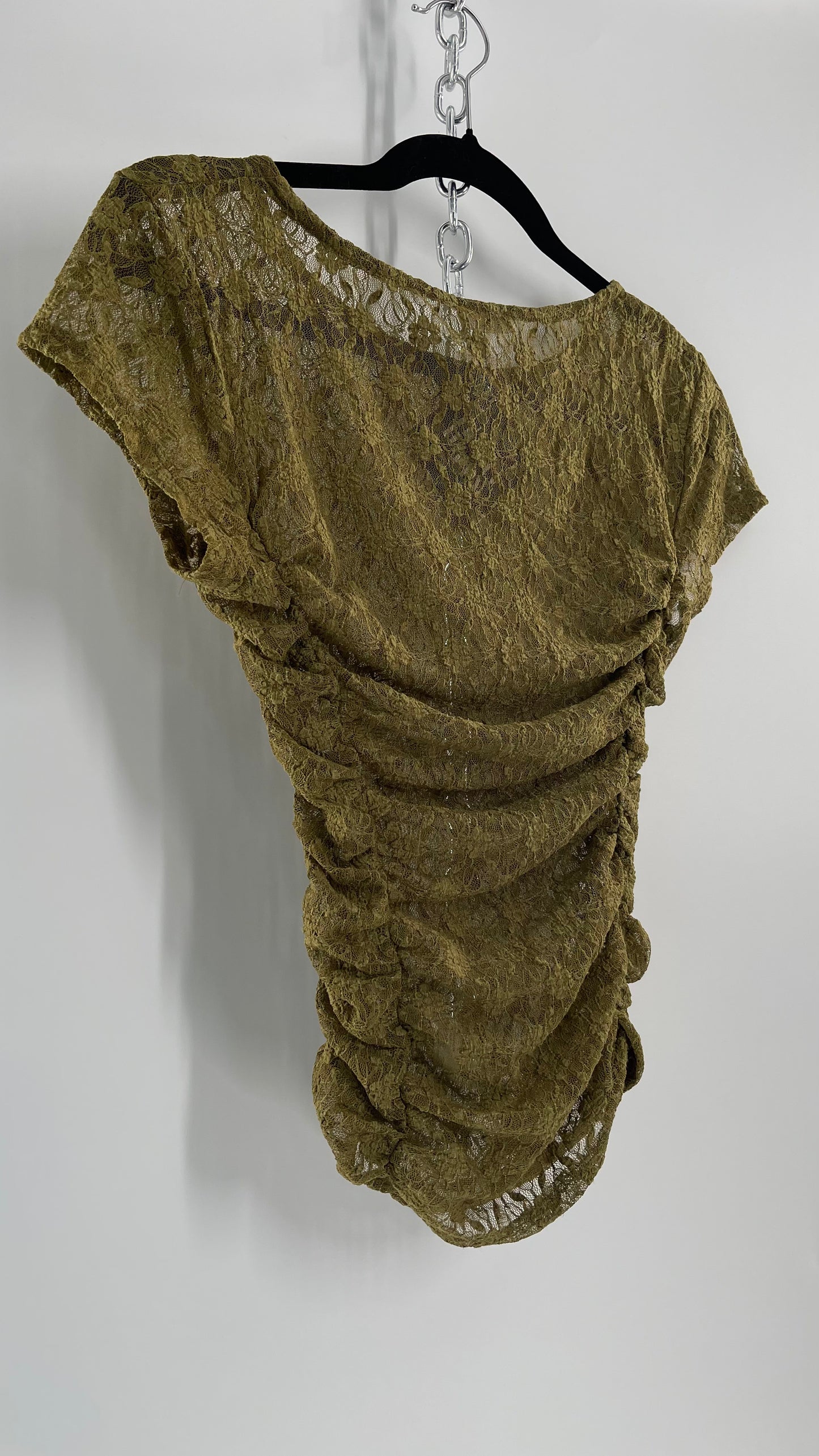 Intimately Free People Army Green Lace Ruche Side T (XS)