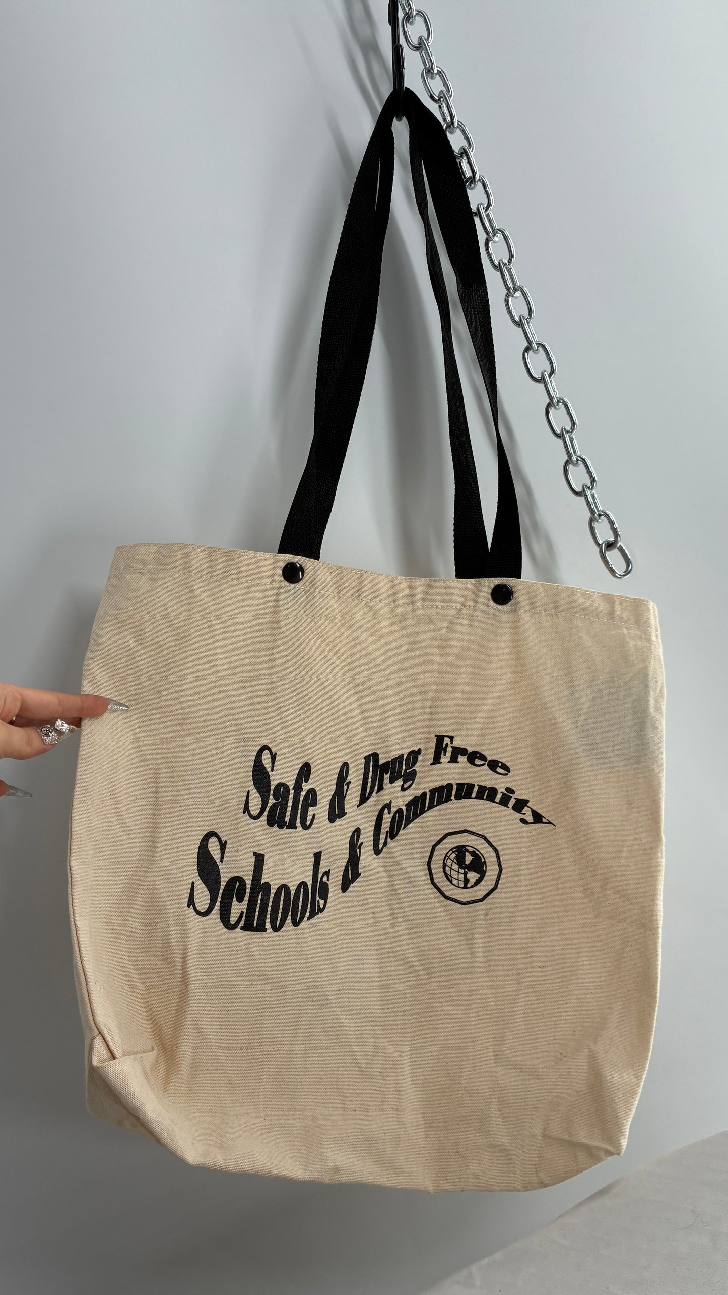 Vintage 1970s “Safe & Drug Free Schools and Community” Reusable Tote Bag