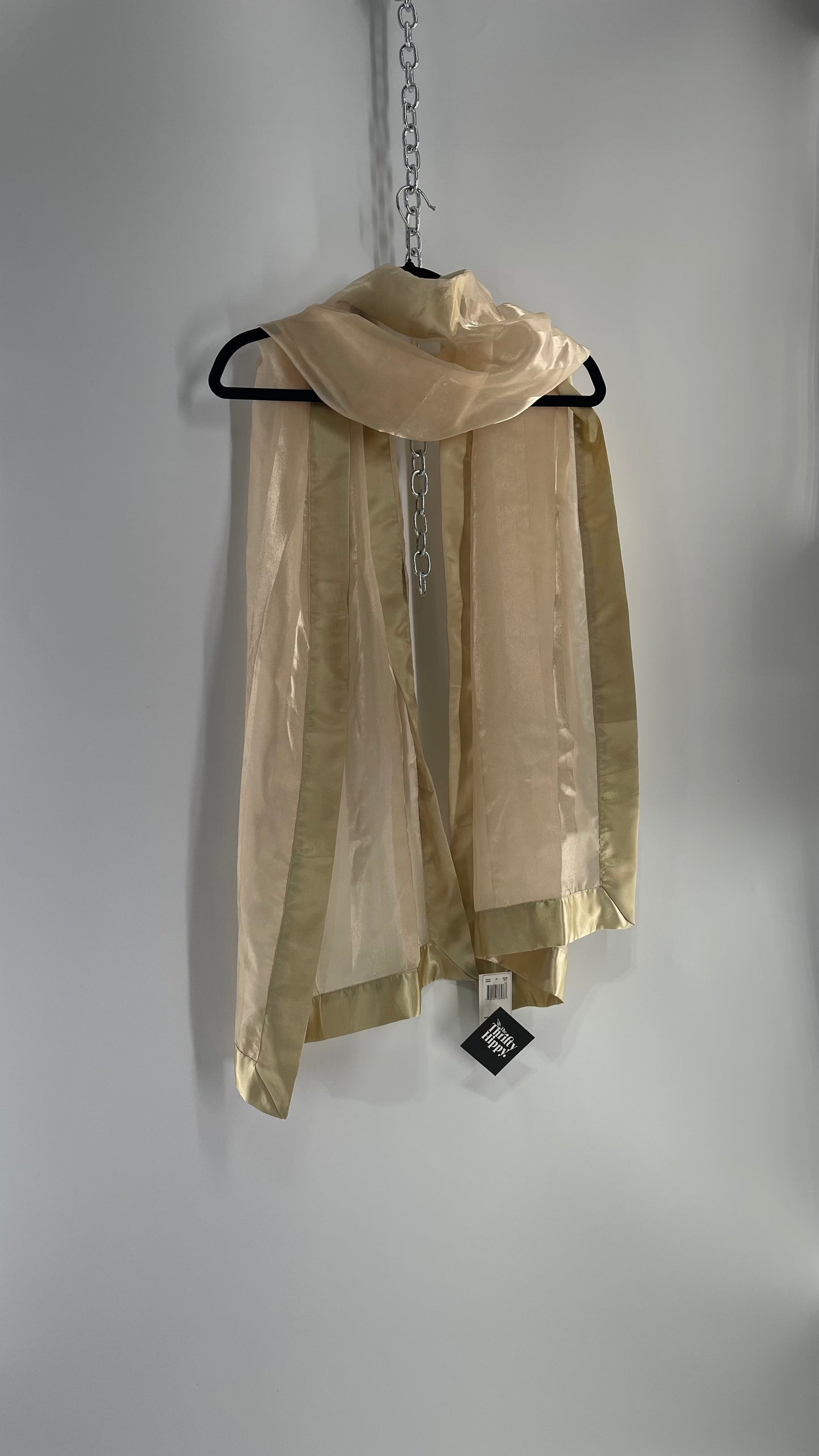 Deadstock Vintage Gold Voile Scarf with Tags Attached
