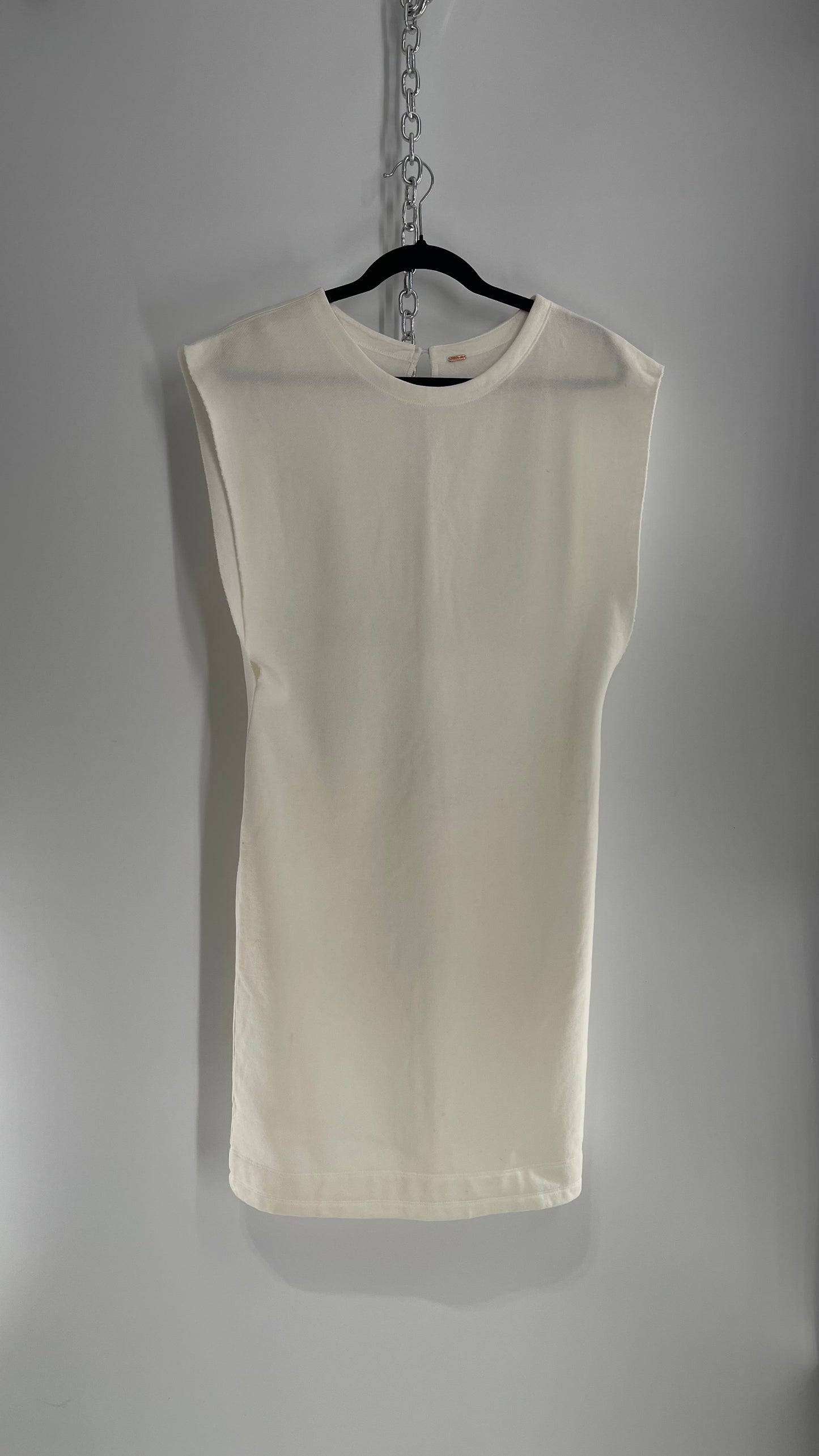 Free People White Sleeveless Jersey Mini Dress (Medium)