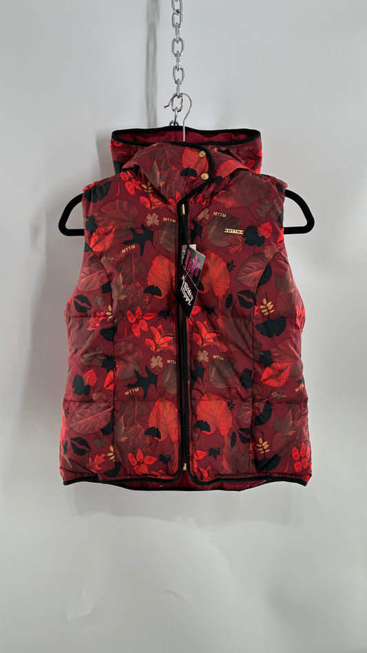 Vintage MARRIED TO THE MOB Reversible Maroon Duck Feather, Down Vest (Medium)