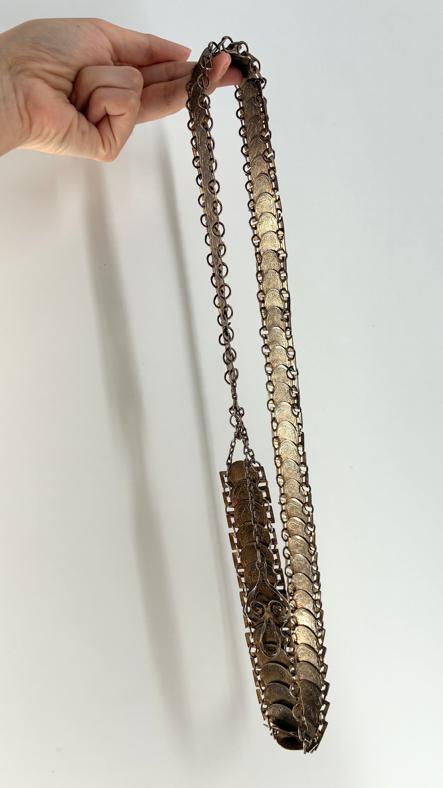 Vintage Bronze Coin Chainlink Belt