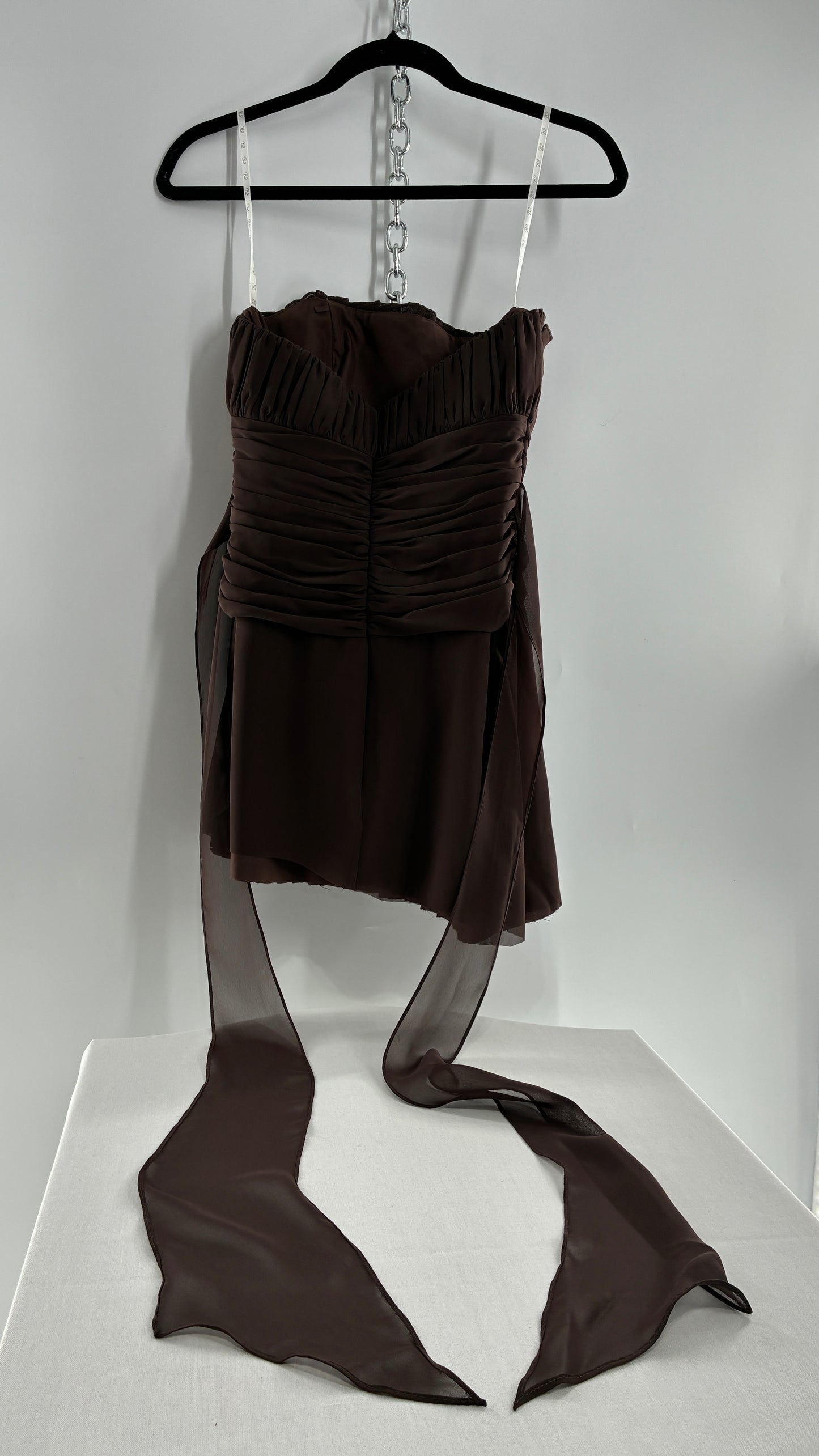 Vintage Brown Ruched Chopped Blouse with Pleated Bust (6)