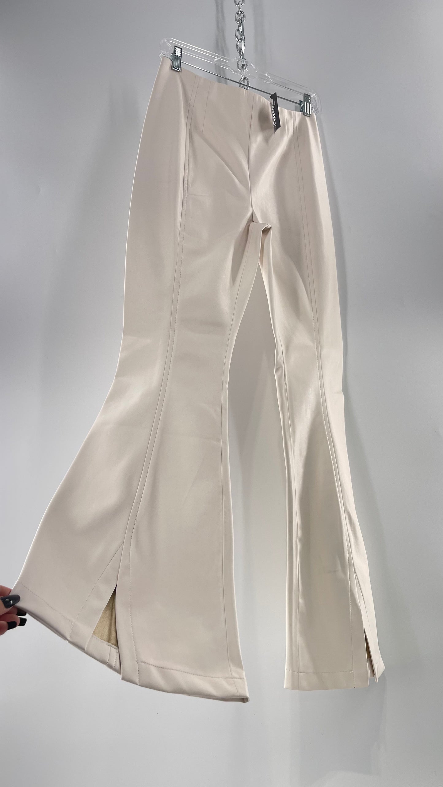 Free People White Cream Faux Flare Leather Pants (29)