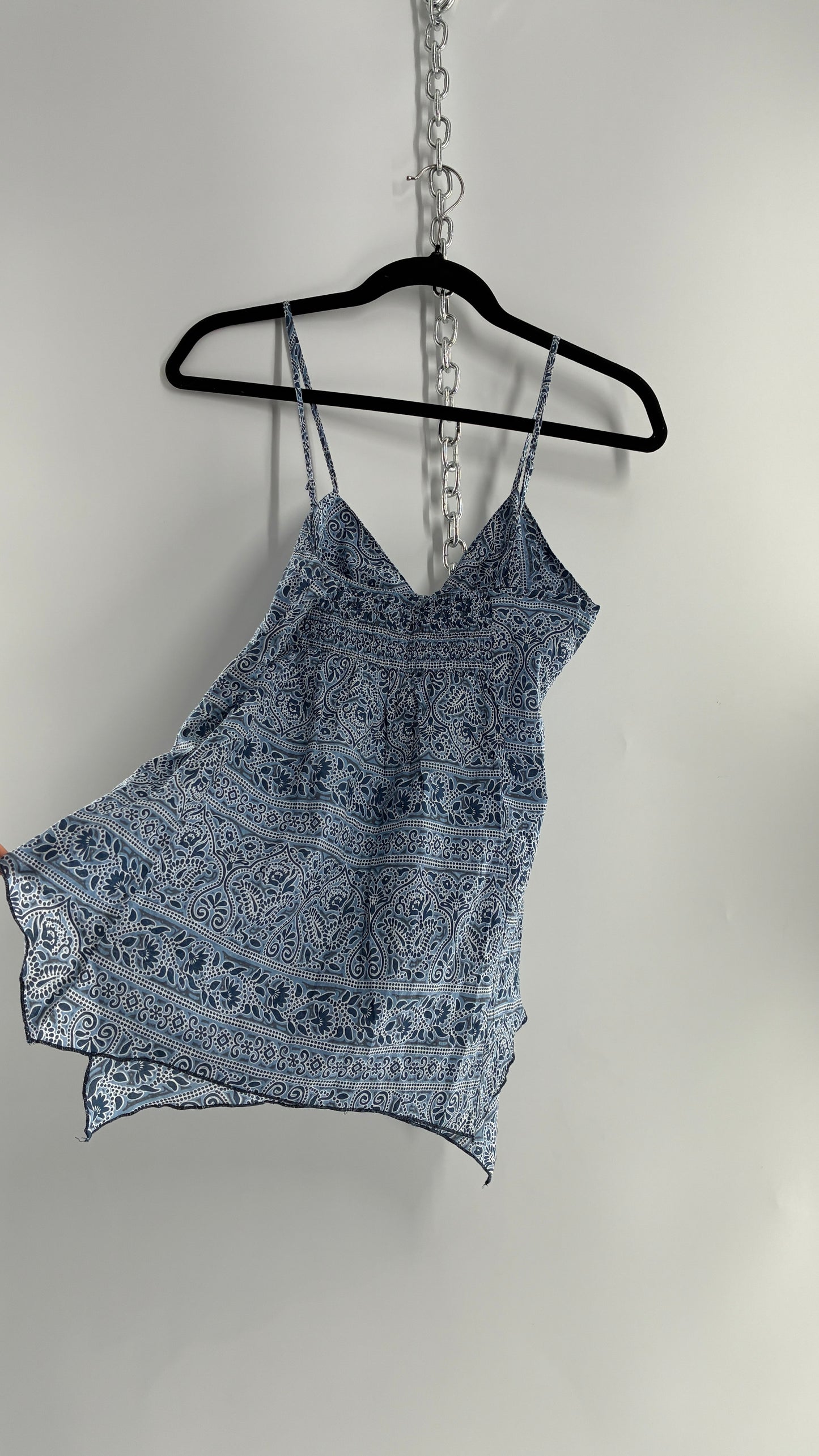 Vintage 100% Cotton Handkerchief Blue Bandana Style Camisole (2)