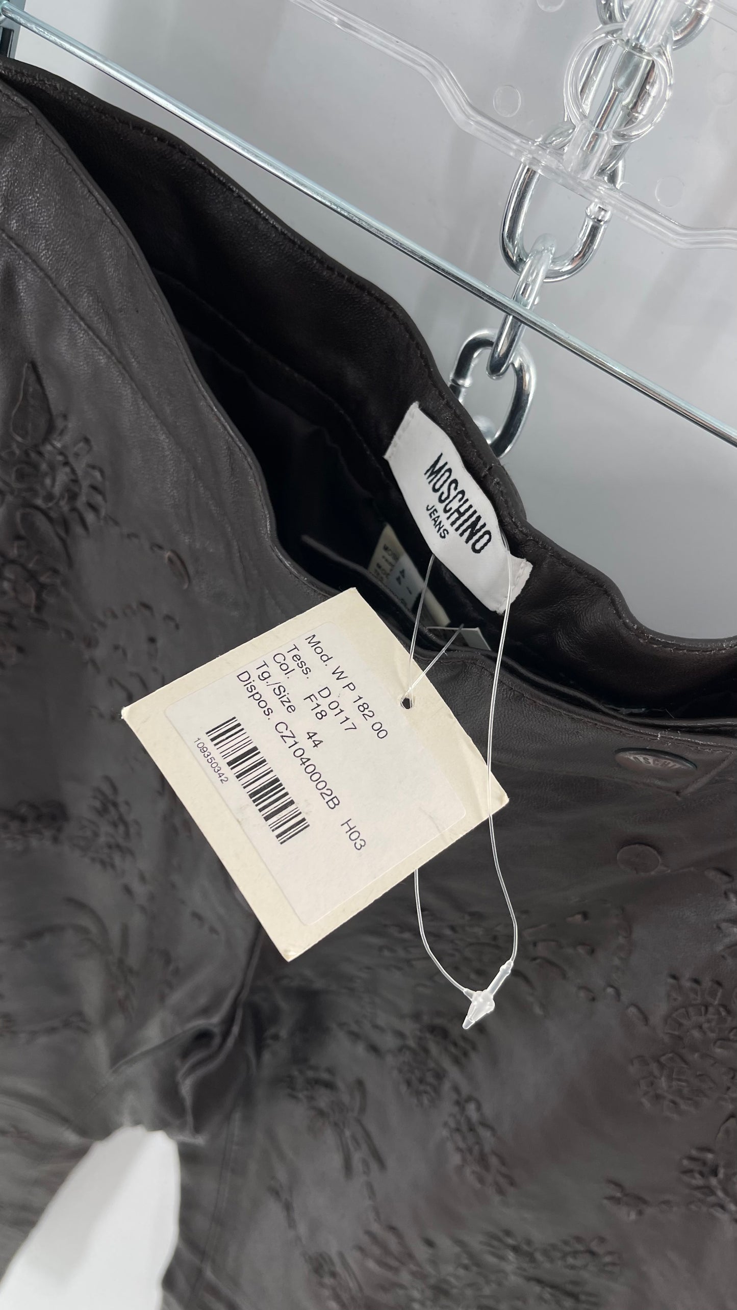 Moschino Brown Leather Embroidered Pants (10) ***WITH TAGS***